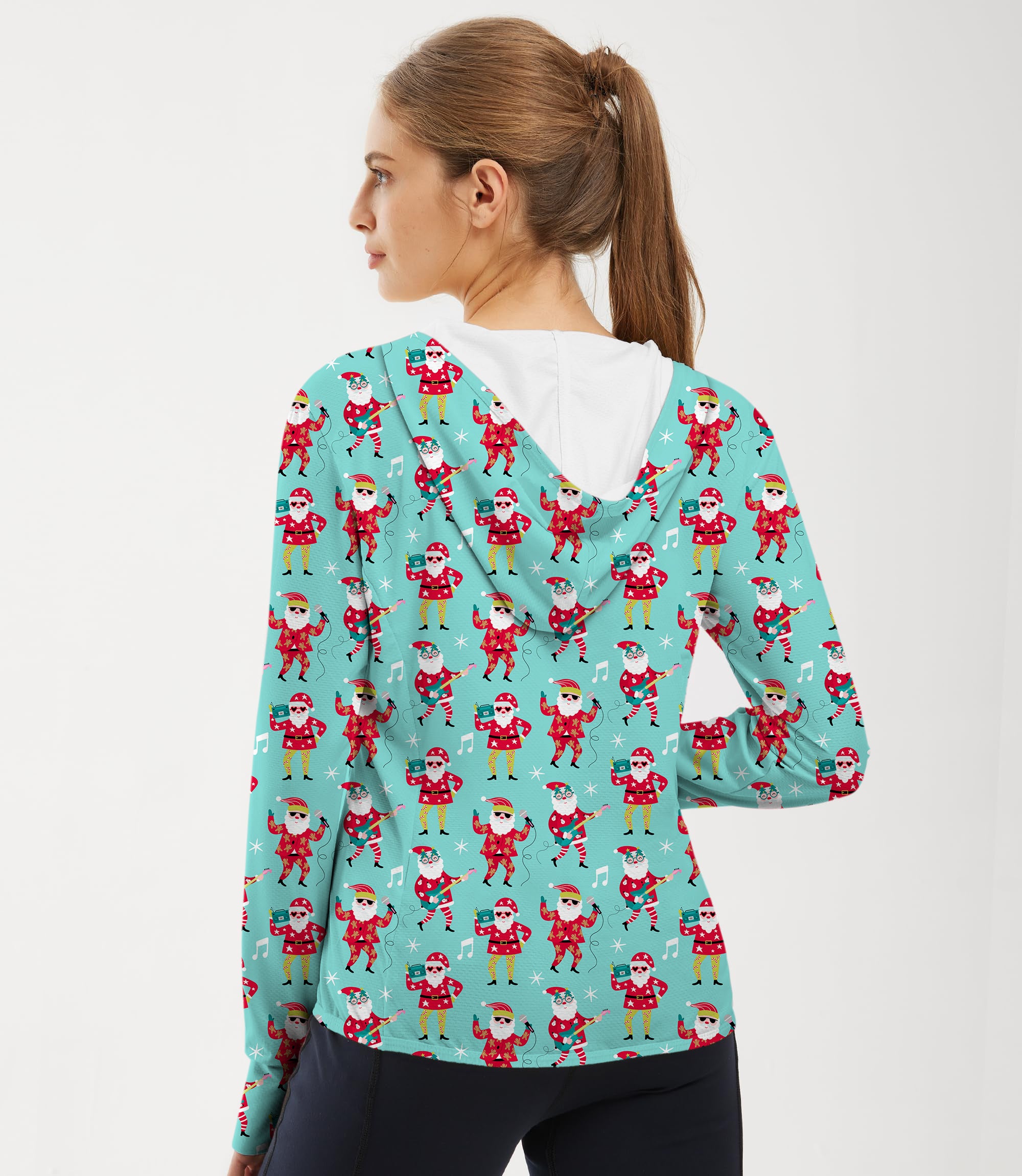 Women's Outdoor Christmas Santa dance Golf Sun Protection Slim Fit zip hoodies