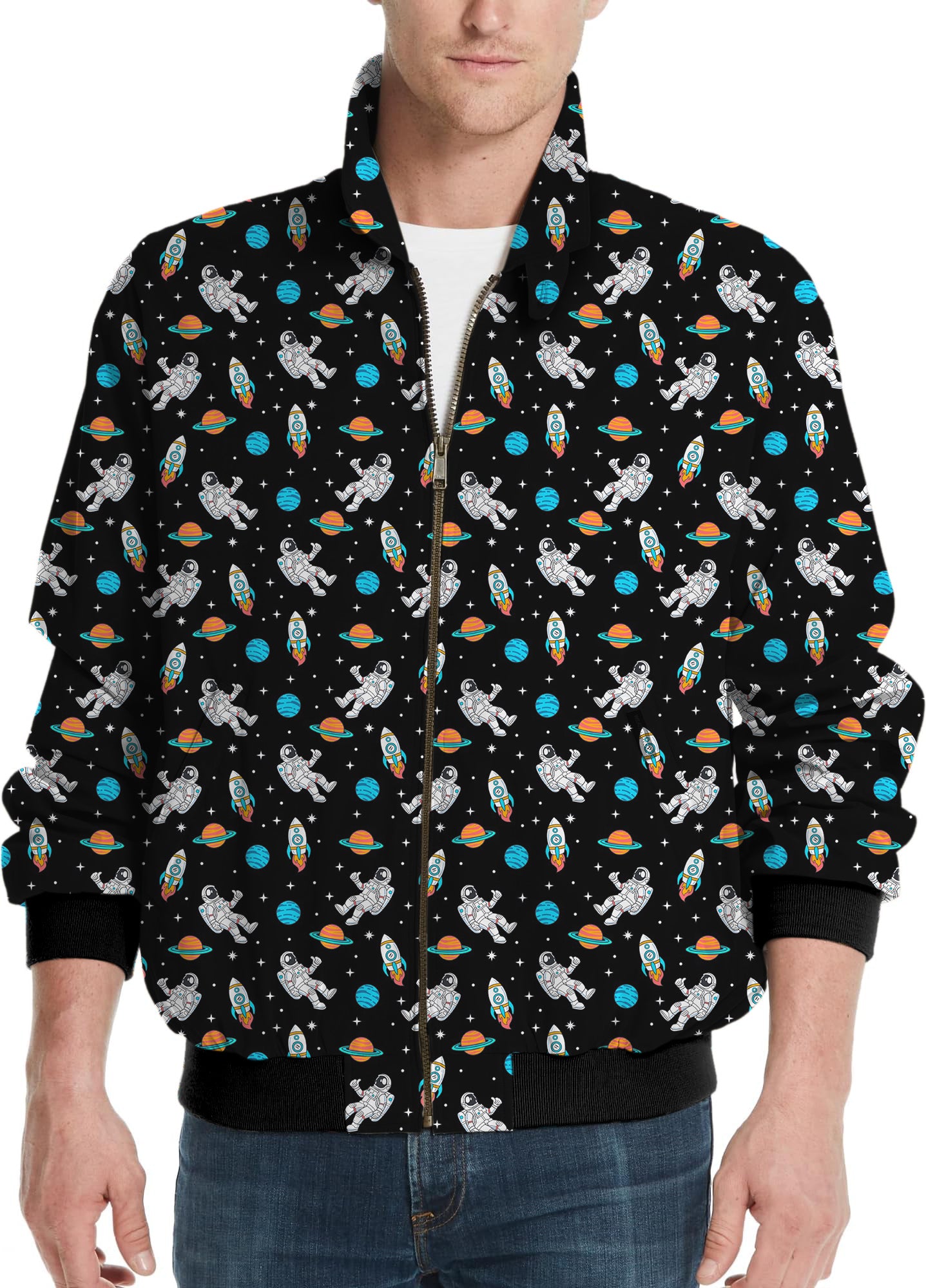 Space Man-Men's Golf Windbreaker Light Jacket