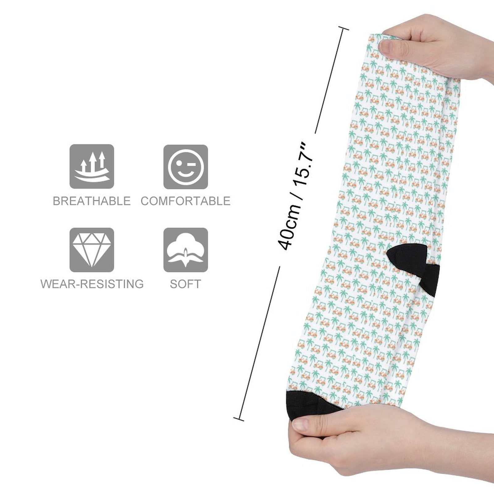 Palm trees and golf carts Prined socks Gifts for Men Women