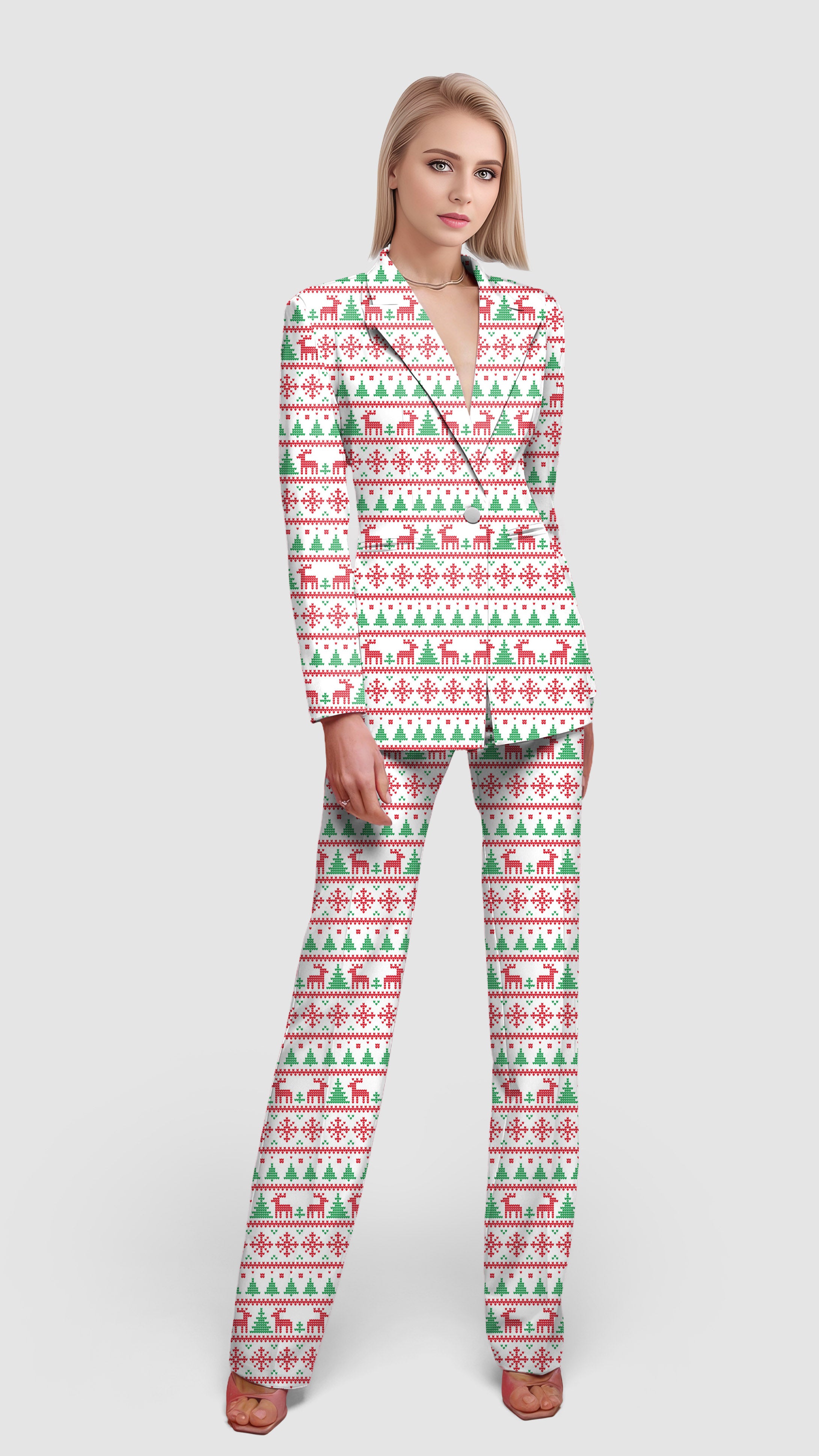 Christmas reindeer-Women's Blazer Casual Work Office Blazer Suit set