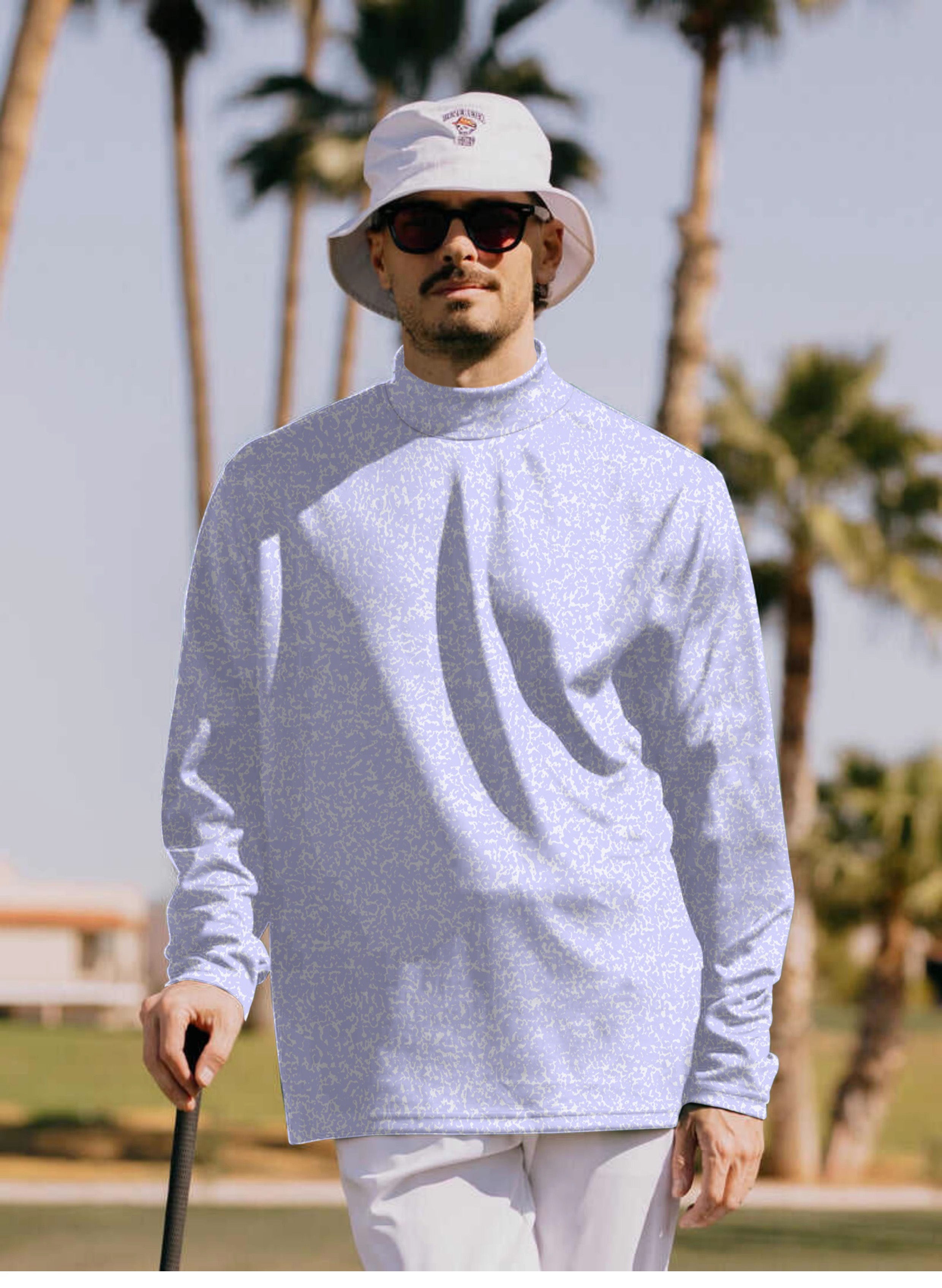 Men's Lavender Links Pullover High neck Long/Short sleeve T-Shirt