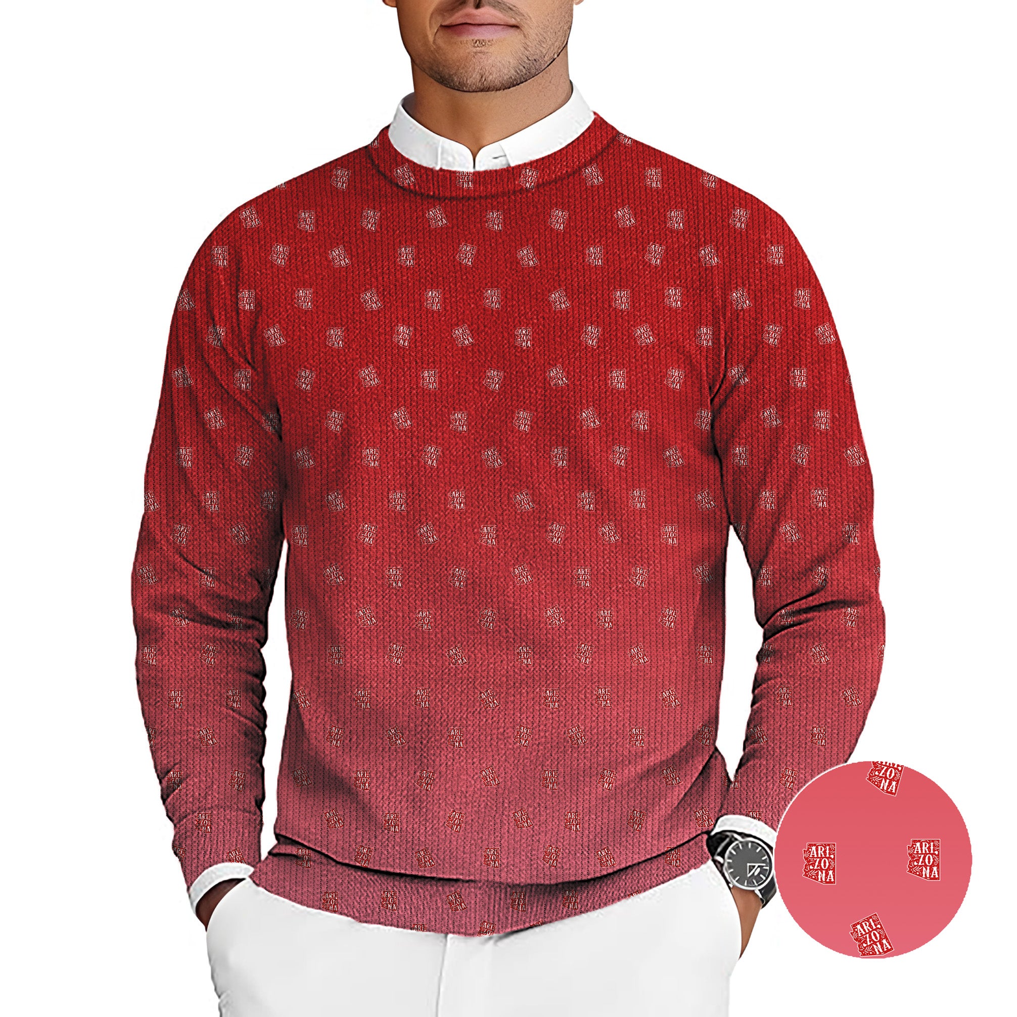 Red Arizona Men's Golf Crewneck Pullover Sweaters Ugly Sweater