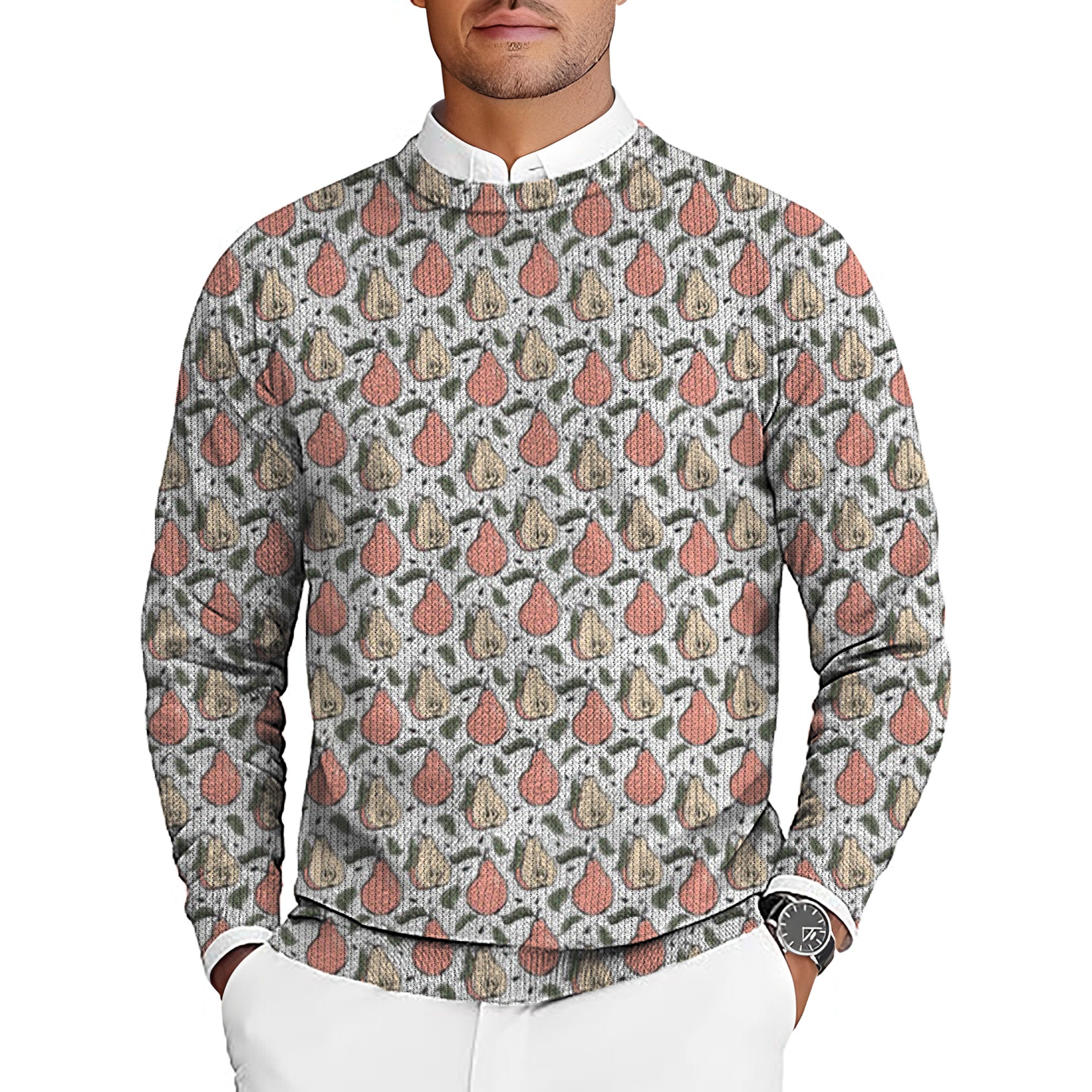 Pears Funny Men's Golf Crewneck Pullover Sweaters Ugly Sweater