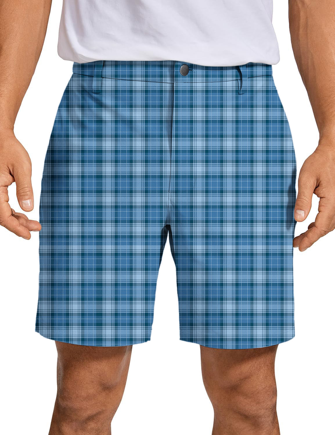 Men's Blue grid Golf Shorts