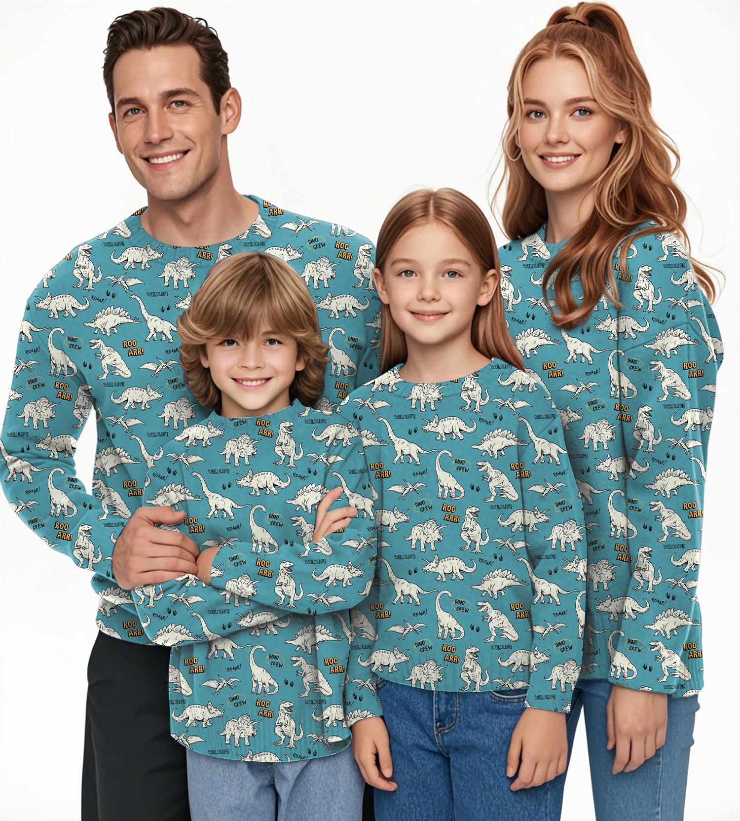 Dinosaurs rawr Crewneck Pullover Ugly Sweater Men Women boy girl family