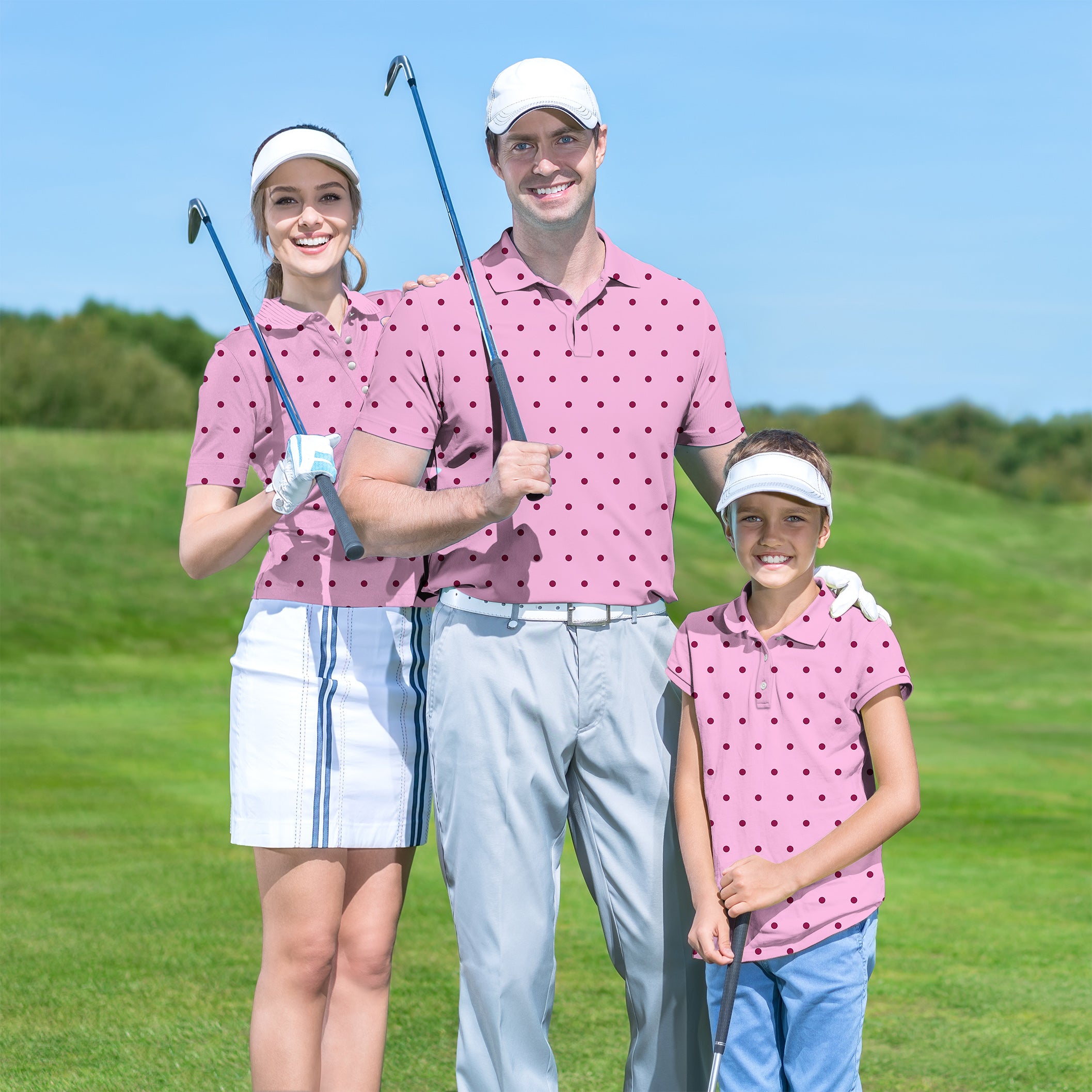 Family Pink Polka Dots set Golf Championship Trophy tournament