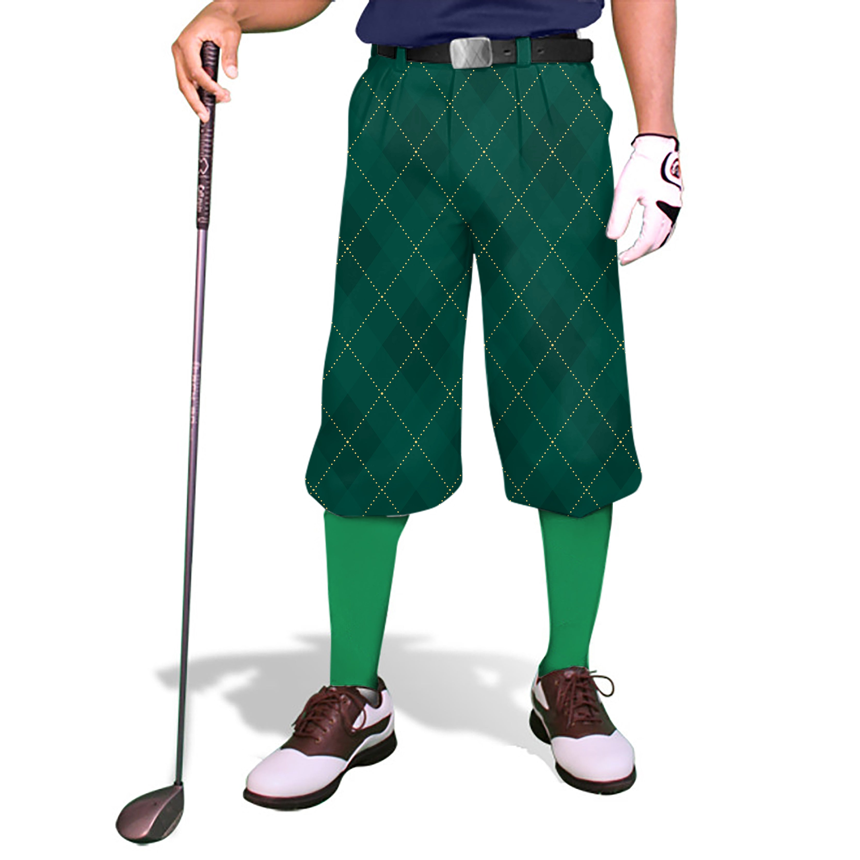 Green Argyle-Men's Golf Knickers Pants