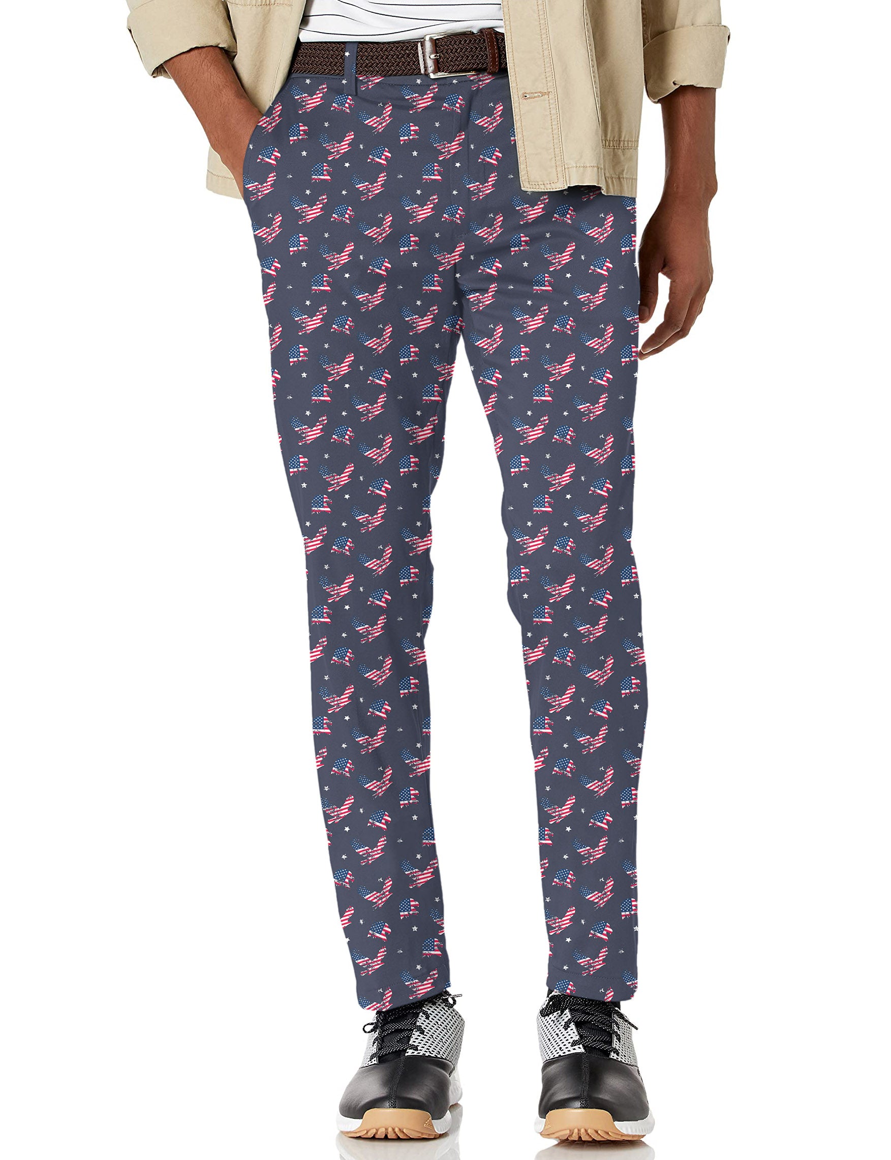 Men's eagle American flag Stretch Golf pants trousers