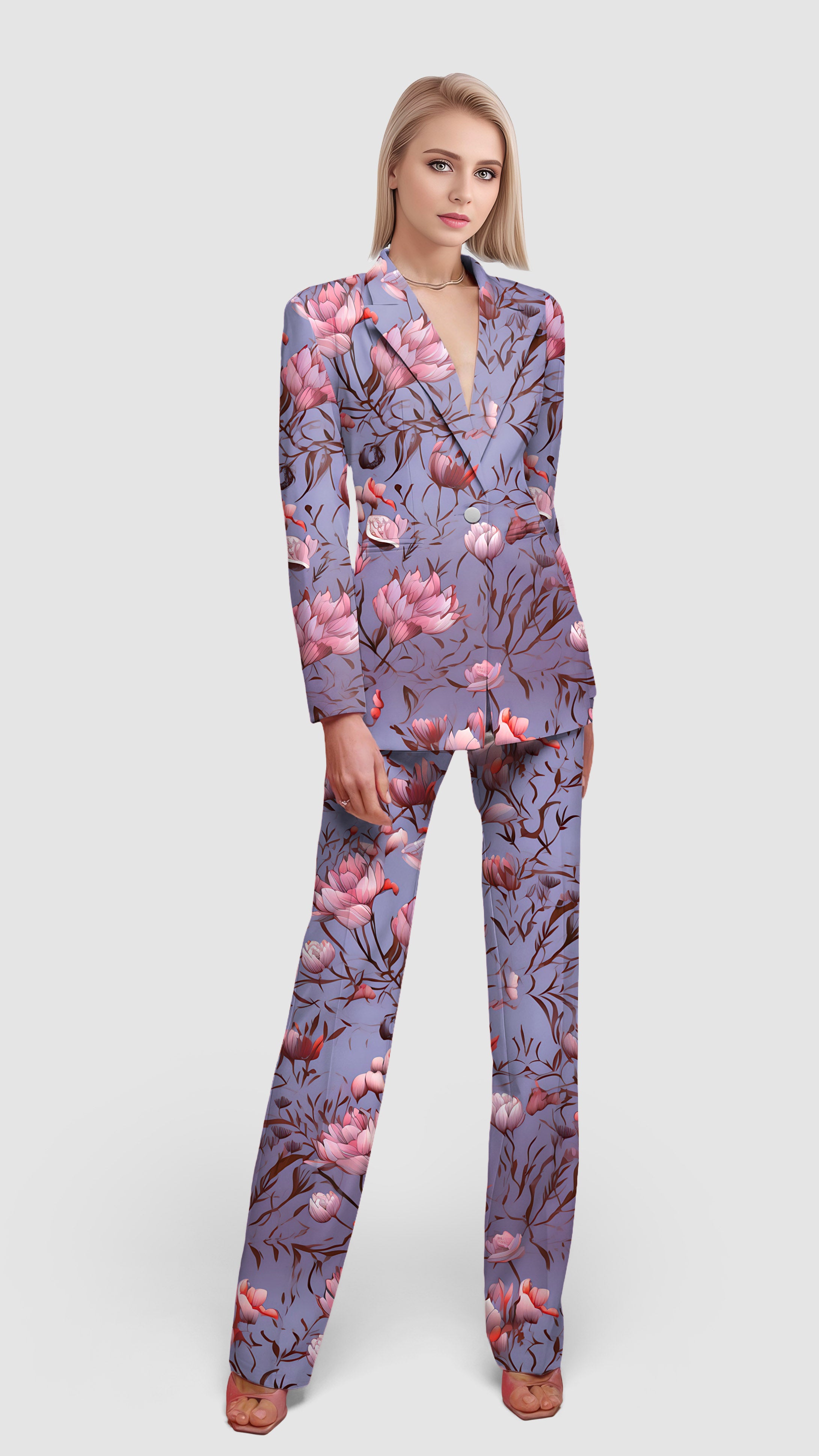 Cherry blossoms-Women's Blazer Casual Work Office Blazer Suit set
