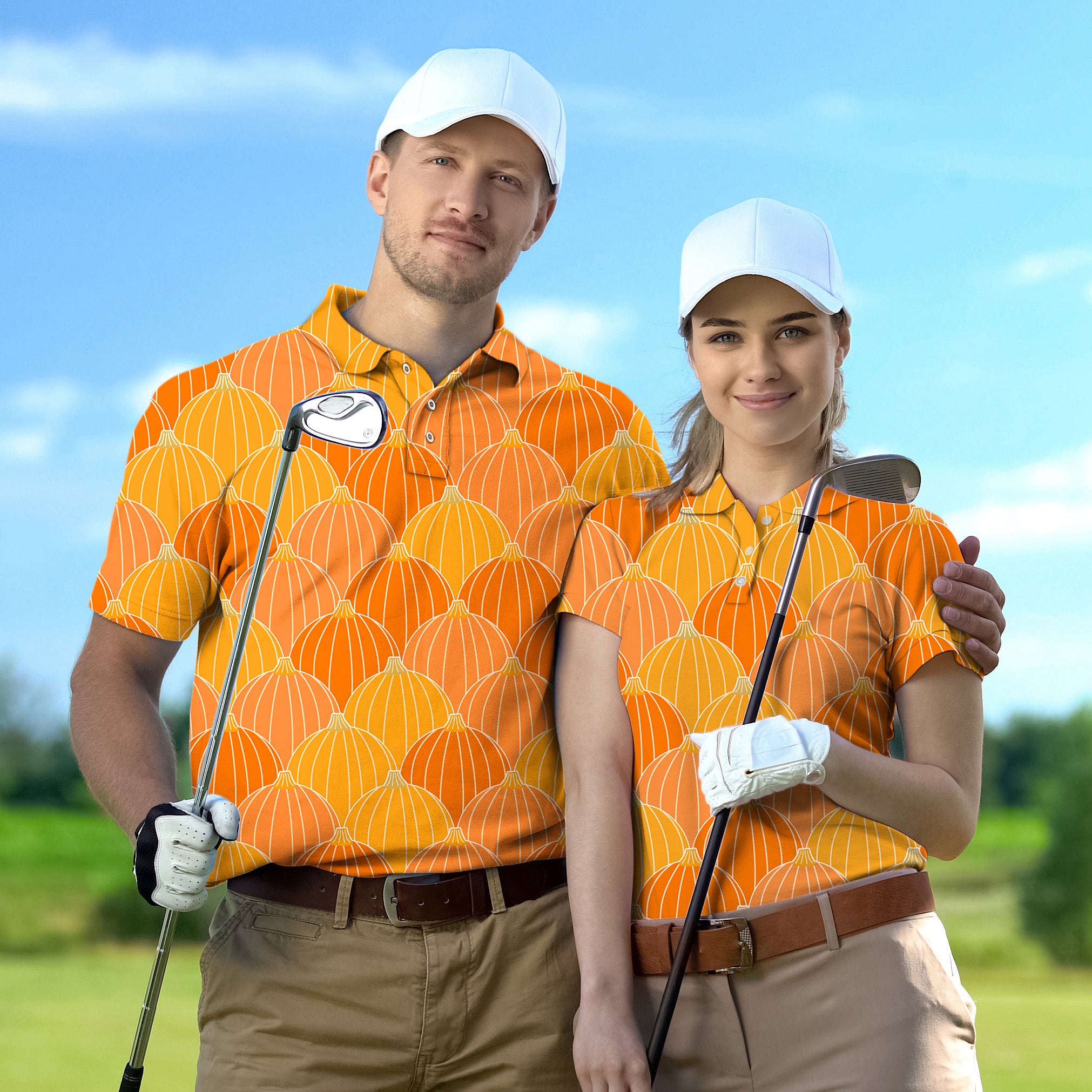 Couple Halloween Thanksgiving Pumpkin Bones set Golf Championship Trophy tournament