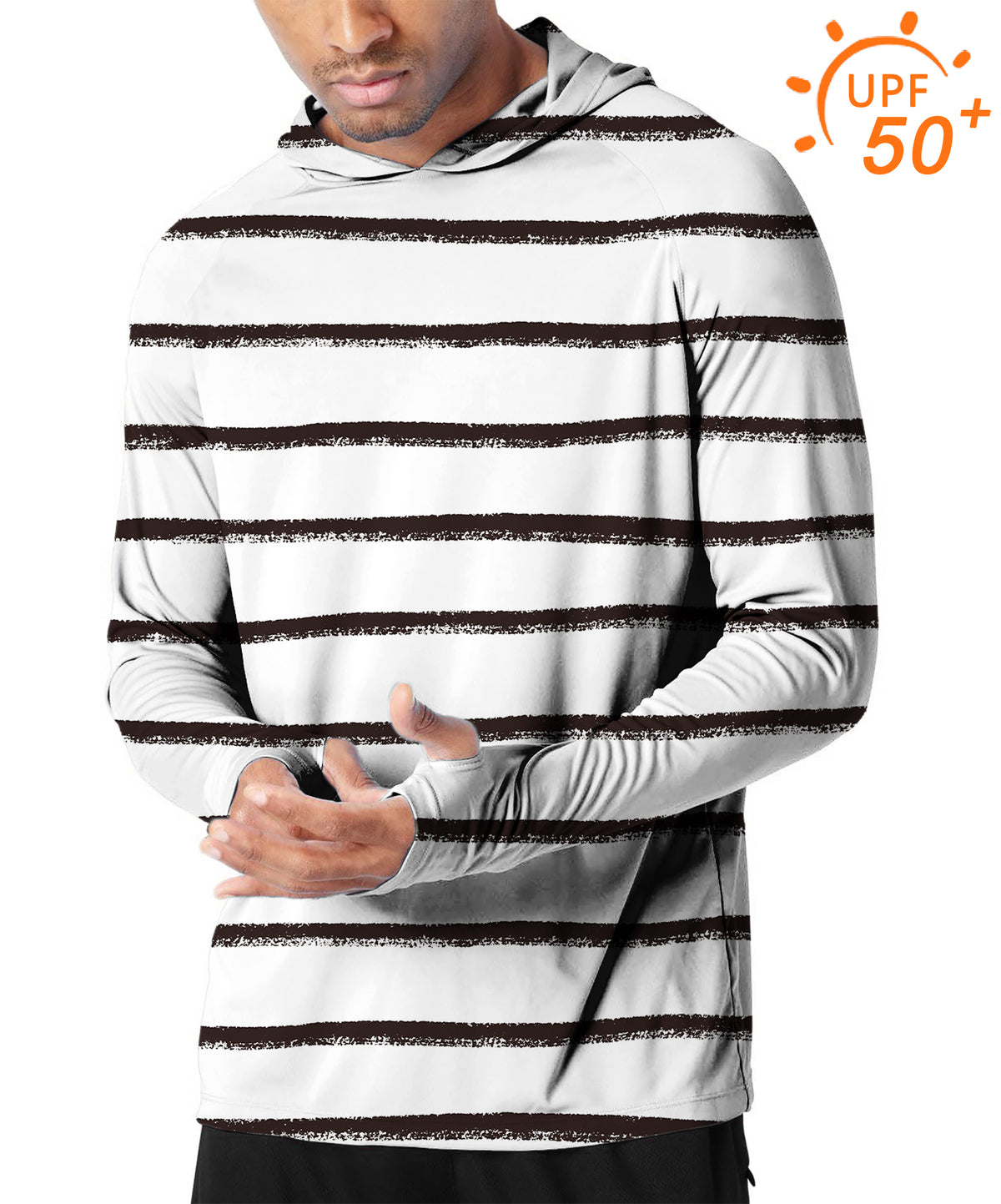 Men's Outdoor Black and white crayon-style stripes Golf Sun Protection Loose Fit  hoodies