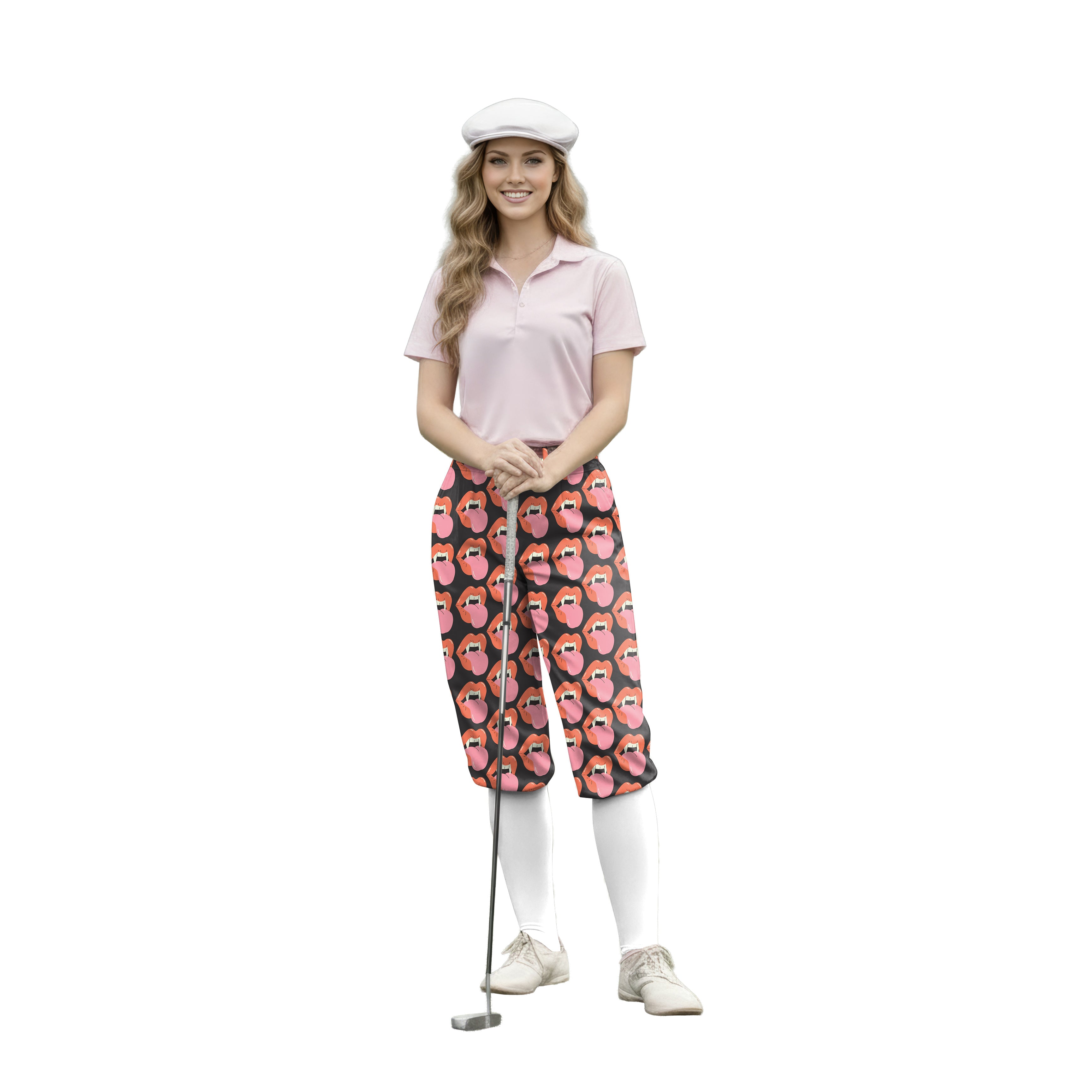 Personalize And Add To Cart Men's Halloween Vampire Mouth Polo Womens Golf Knickers Pants