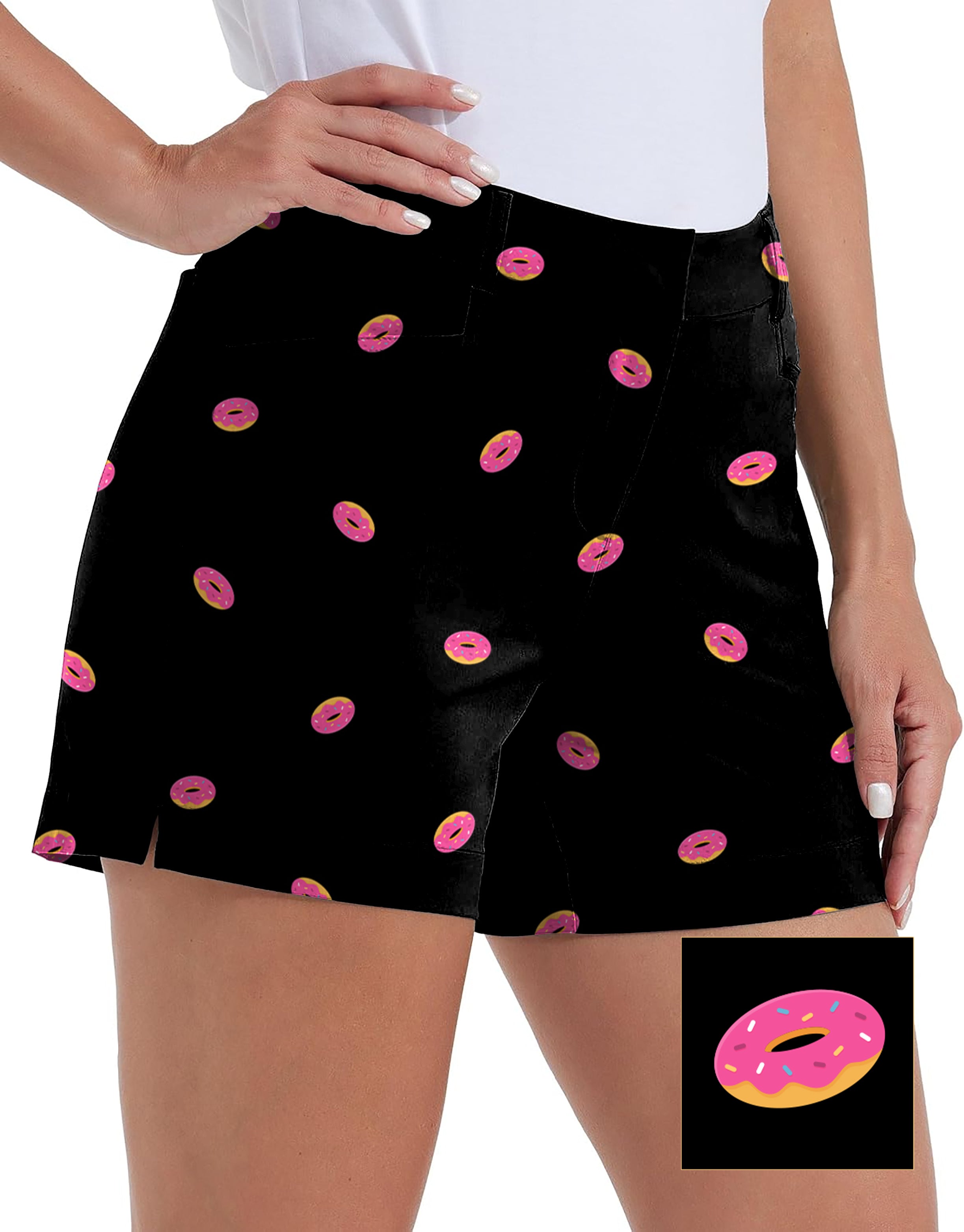 Donut Custom The Background Color Custom The Background Color Polo Own Logo 4.5/7/10" Golf Shorts Quick-Drying Woman Outdoor Casual Shorts With Pockets Waterproof