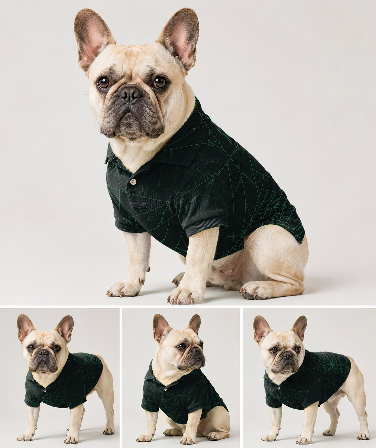 Dog's Halloween Green Spiderweb Golf Polo