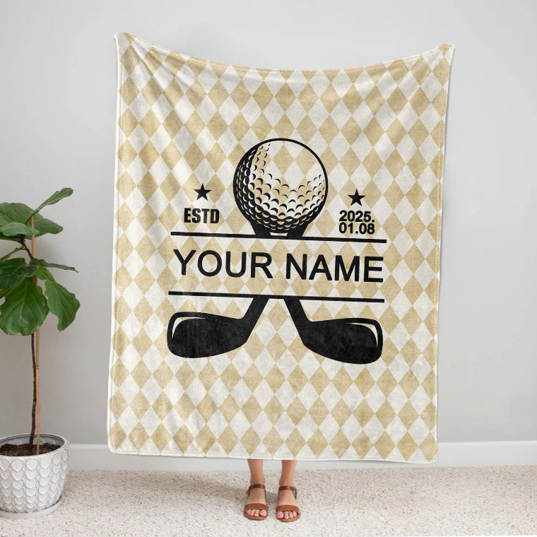 Personalized Your Date Name Golf Fleece Blanket | Sherpa Blanket Sports Team gift