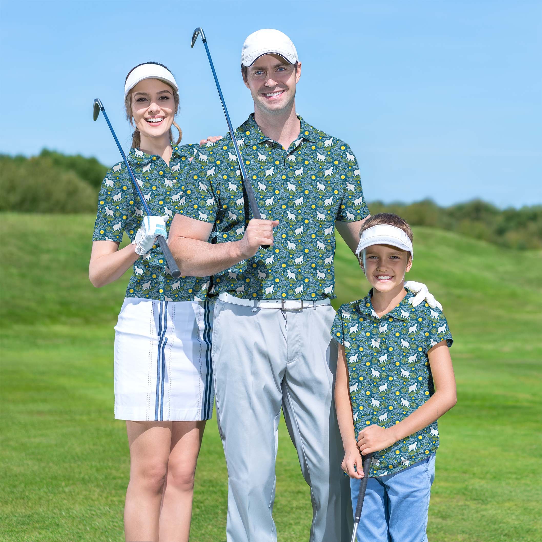 Golf Polo Couple Family set Star mountain bear