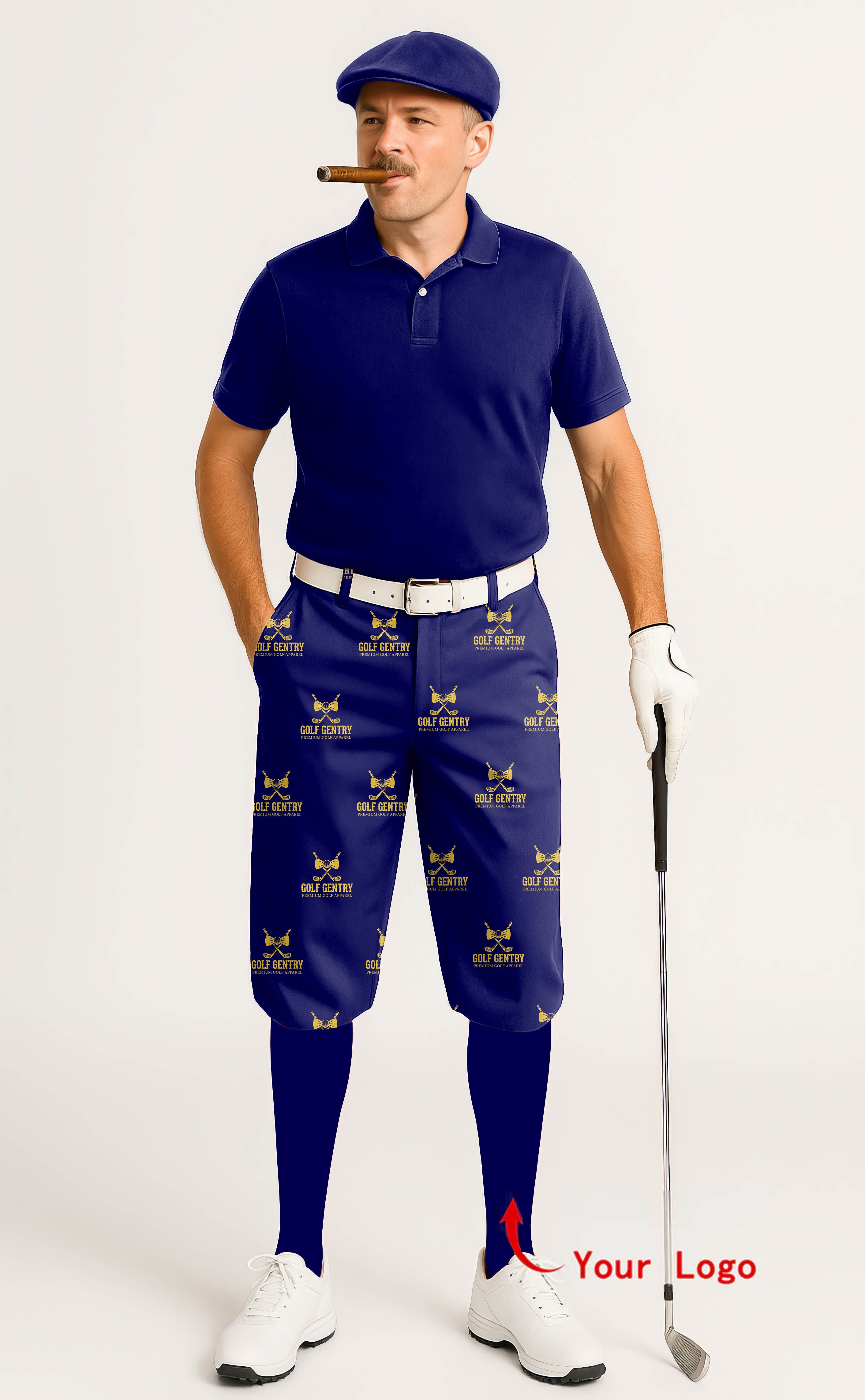 Custom Company Sport Team Logo Face  Men's Golf Knickers Pants
