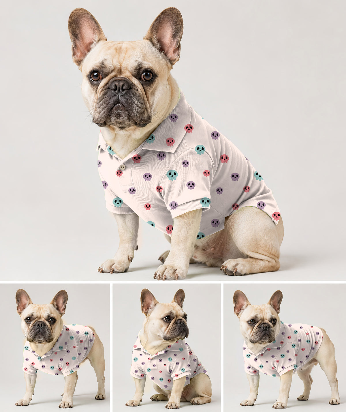 Dog's Colorful Halloween Skull Golf Polo