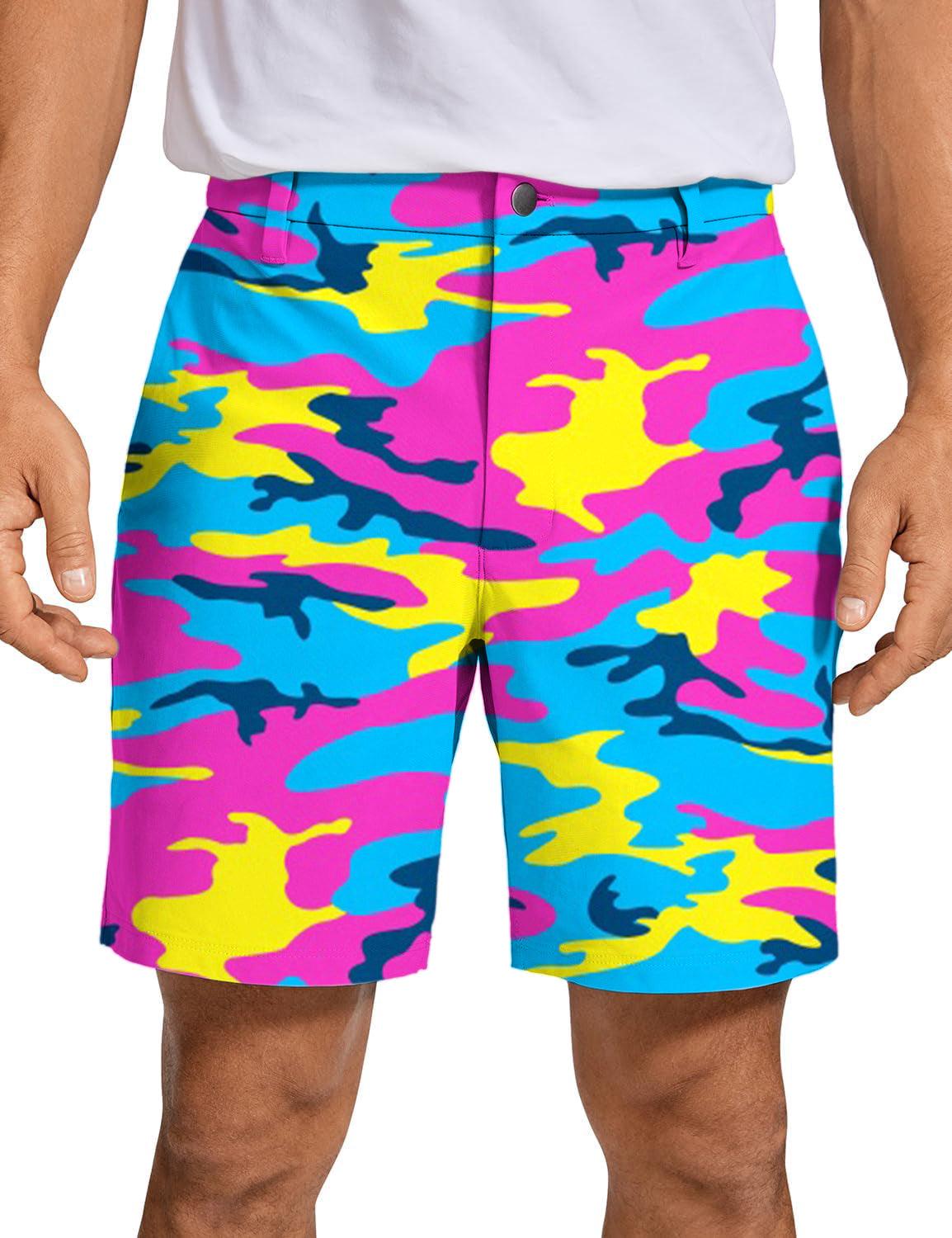 Men Neon Camo Golf Shorts