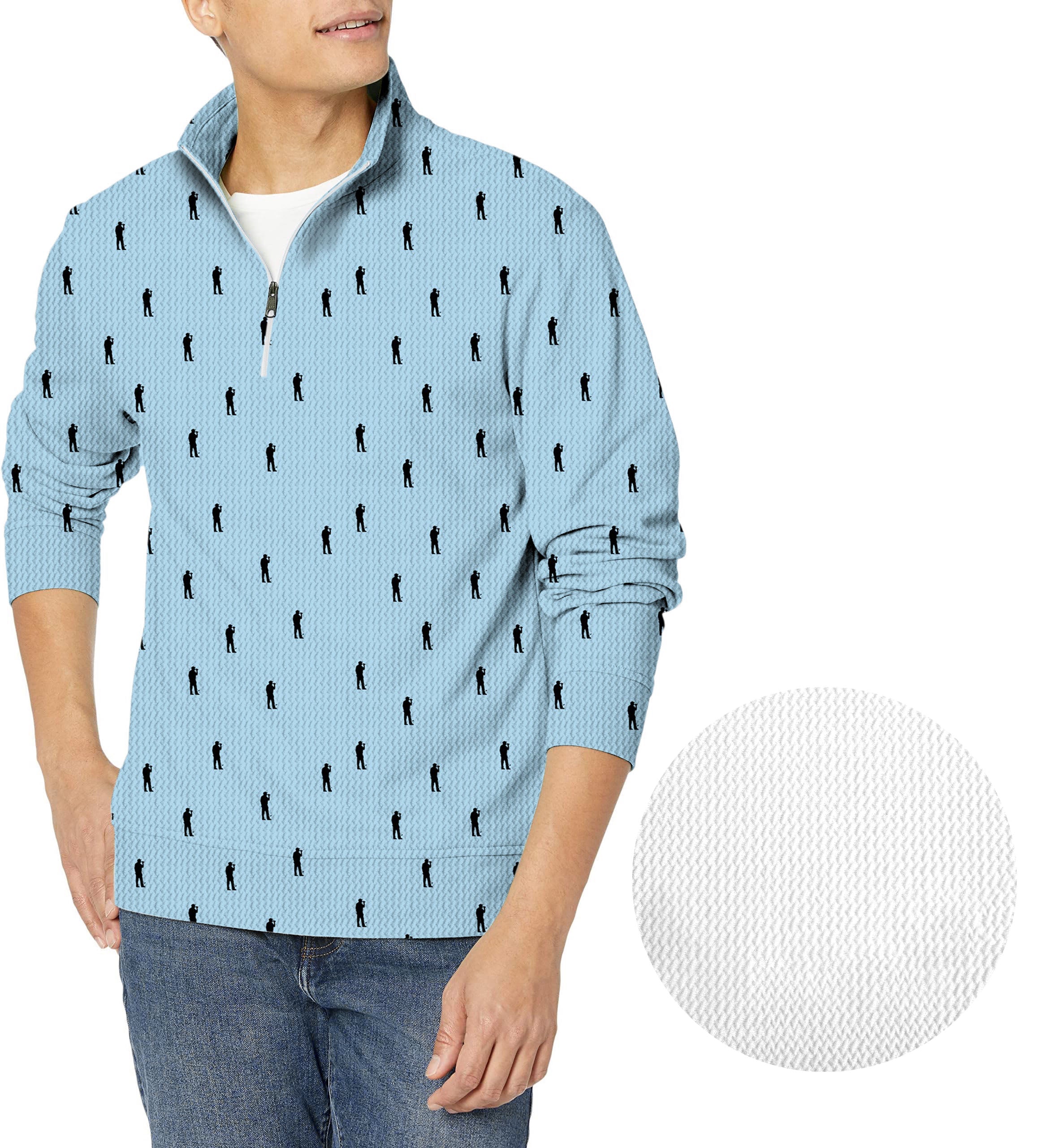 Beers on the course ocean color-Men's Golf Waffle Zipper Pullover
