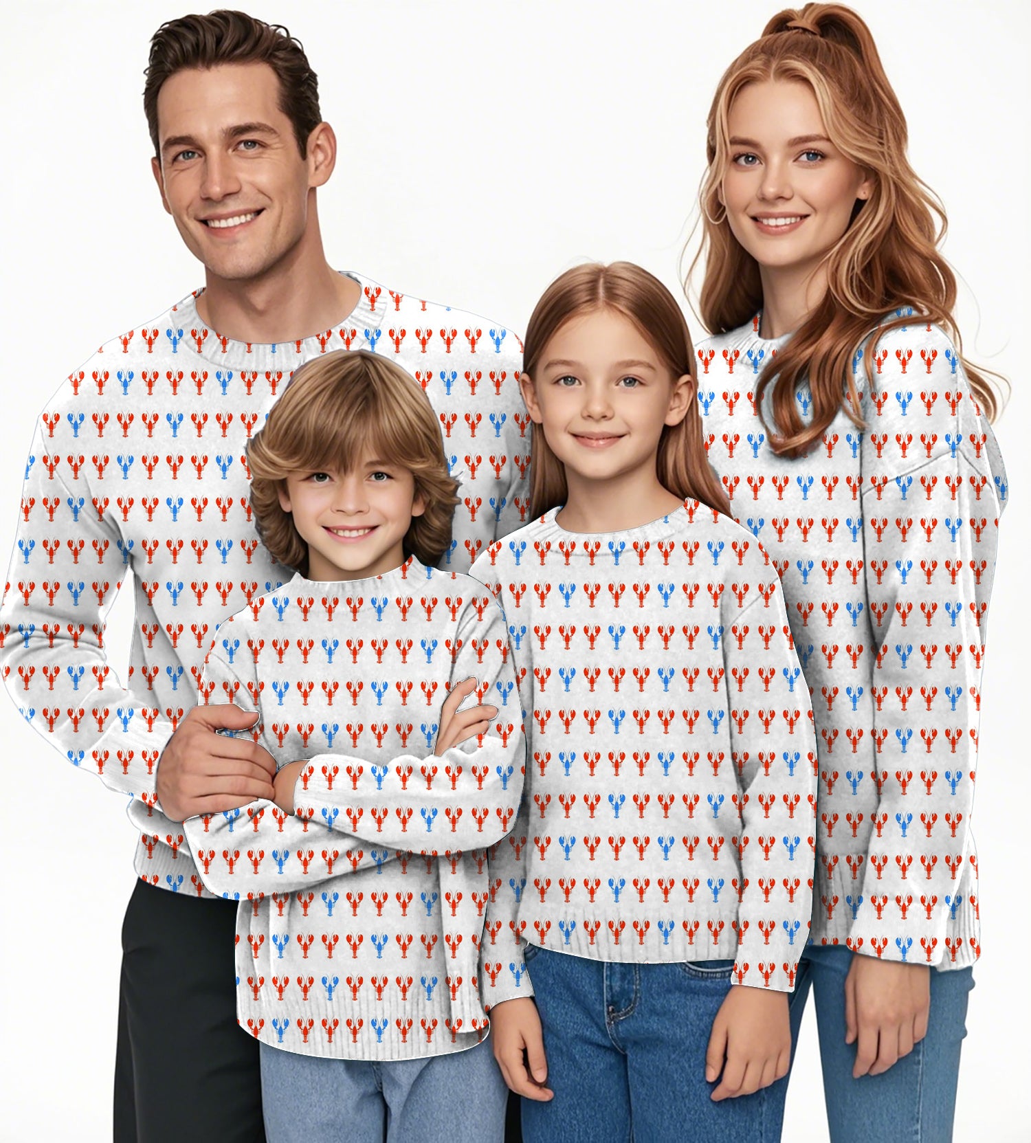 LOBSTERS Crewneck Pullover Ugly Sweater Men Women boy girl family