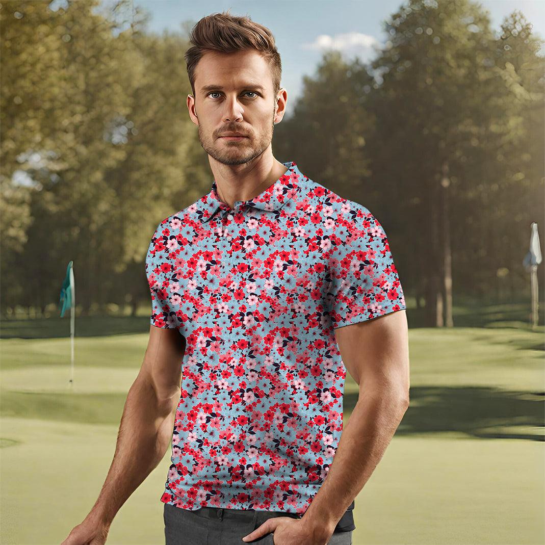 Men's Tropical flowers golf polo