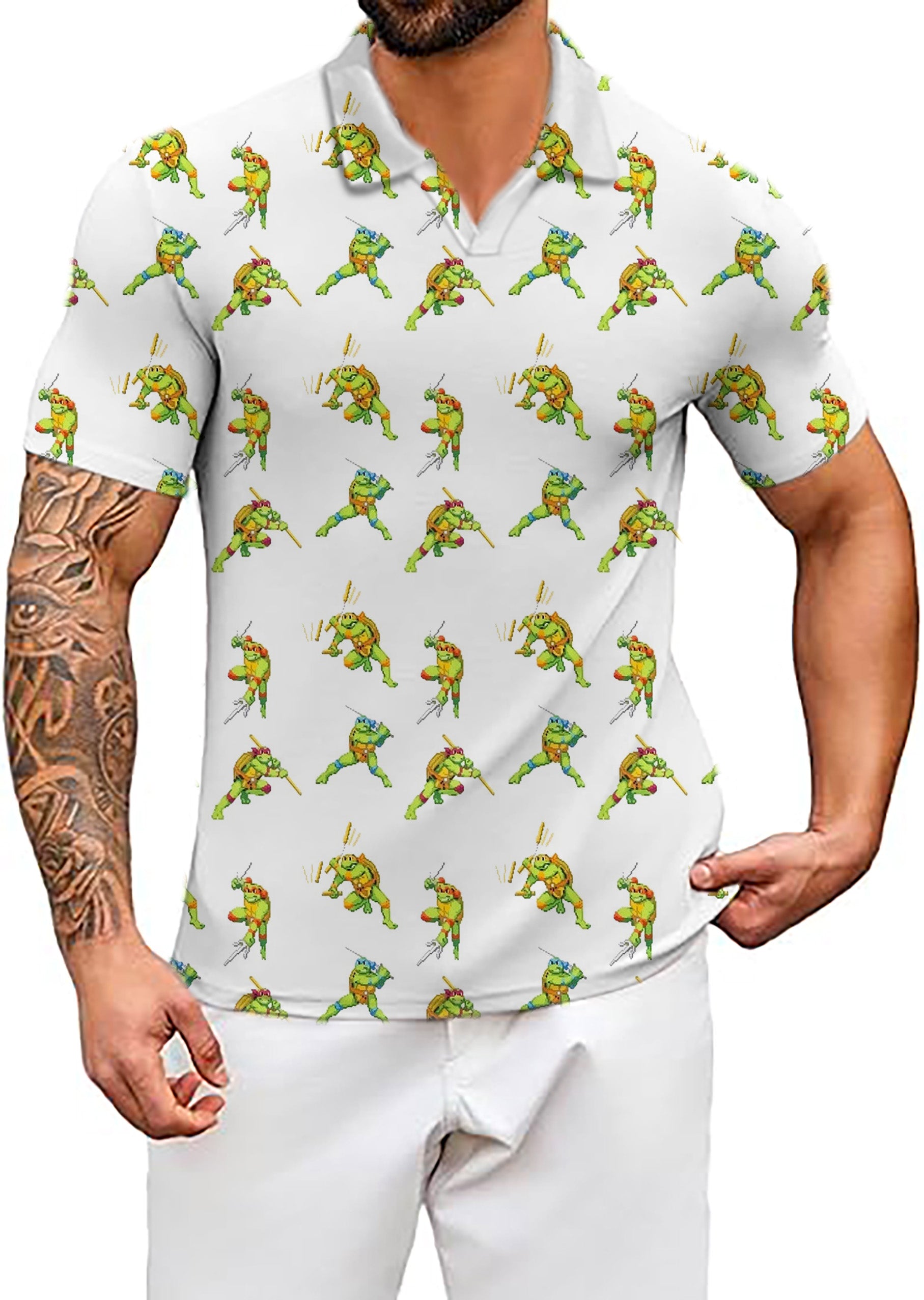 Men's TMNT COWABUNGA CLASSIC V Neck Golf Polo Shirts