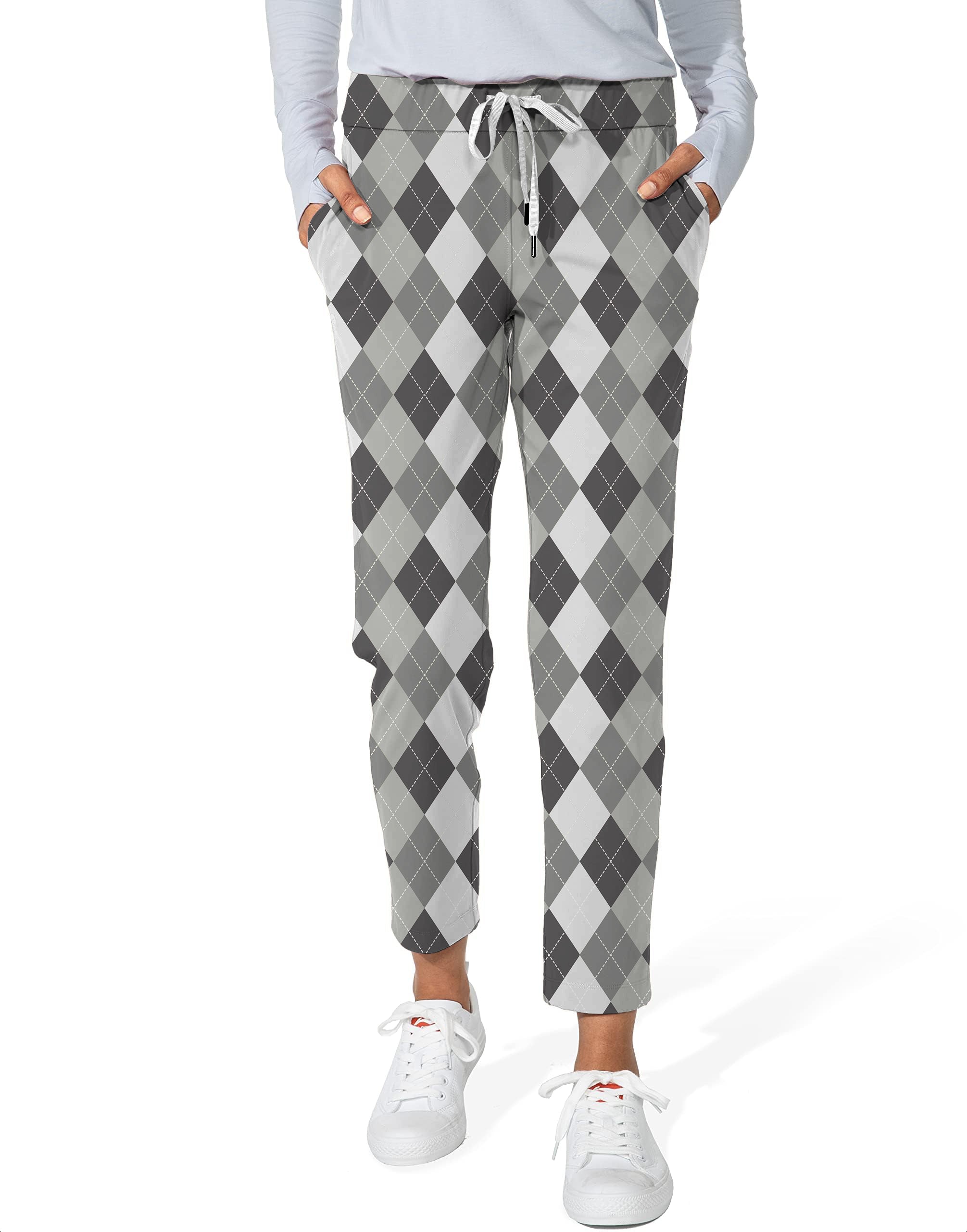 grey Argyle-Women's 7/8 Stretch Ankle Golf Pants