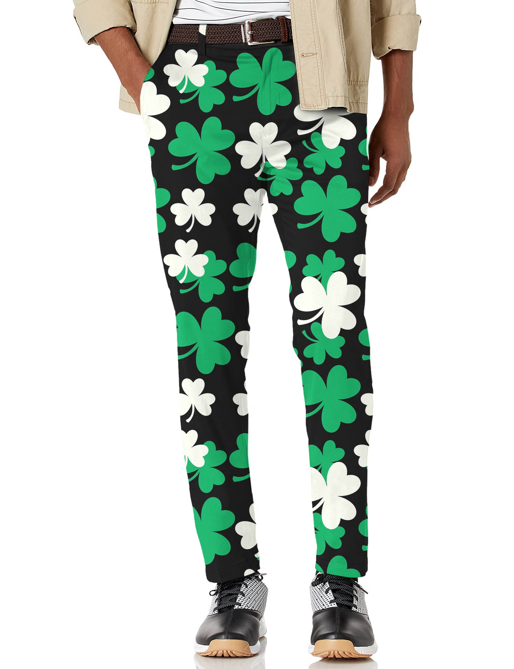 Men's Leaf clover St. Patrick's Day Stretch Golf Pants
