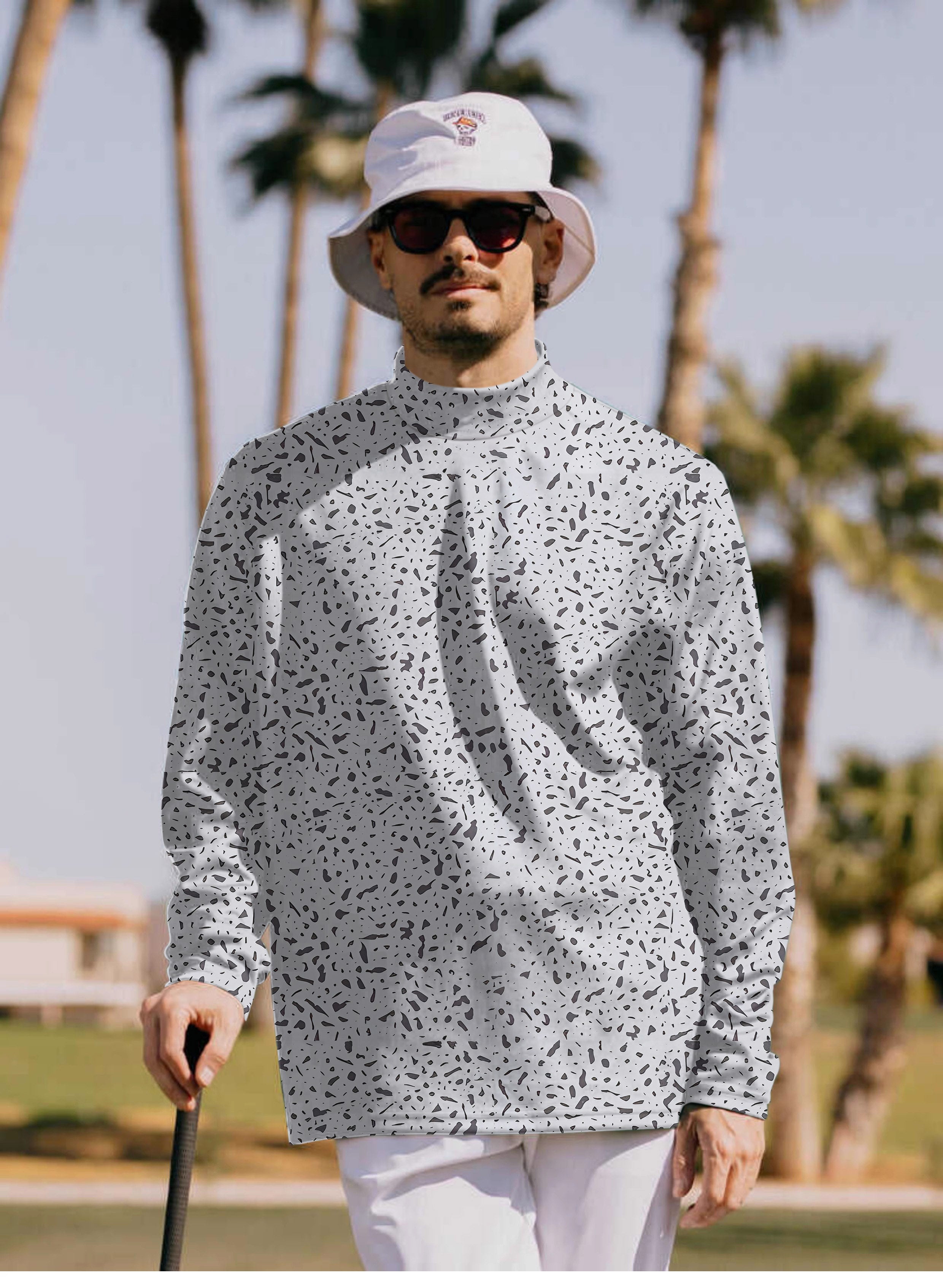 Men's Speckle Pullover High neck Long/Short sleeve T-Shirt