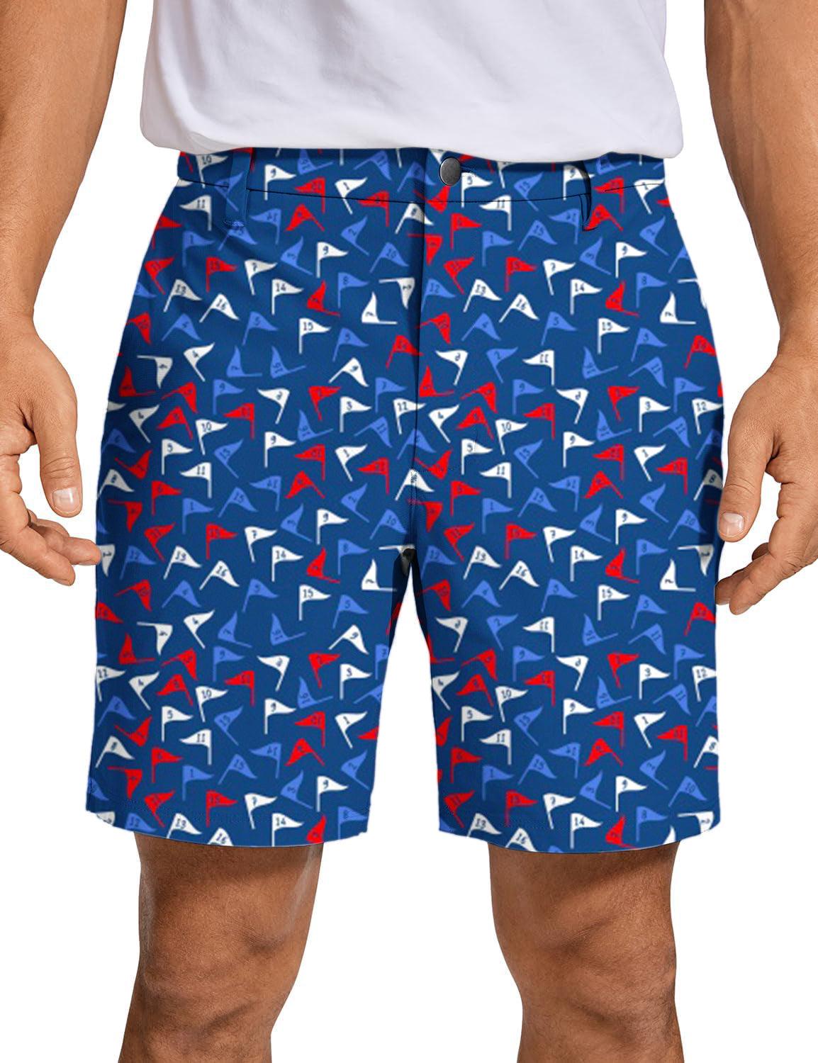 Men Flag Tap Golf Shorts