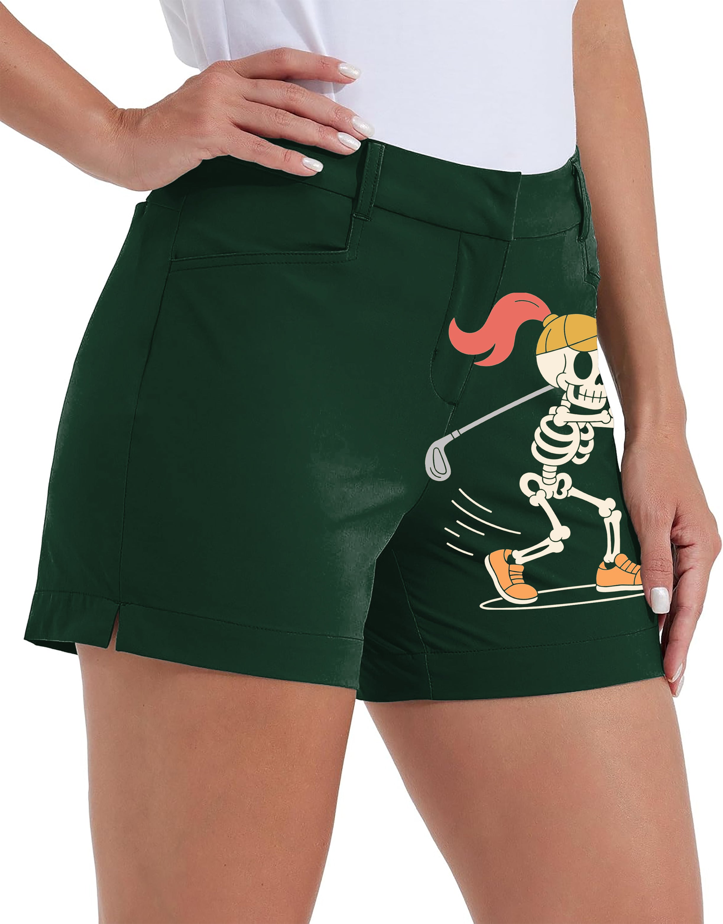 Pumpkin Green Halloween Skeleton Golf Polo Own Logo 4.5/7/10 Golf Shorts Quick-Drying Woman Outdoor Casual Shorts With Pockets Waterproof