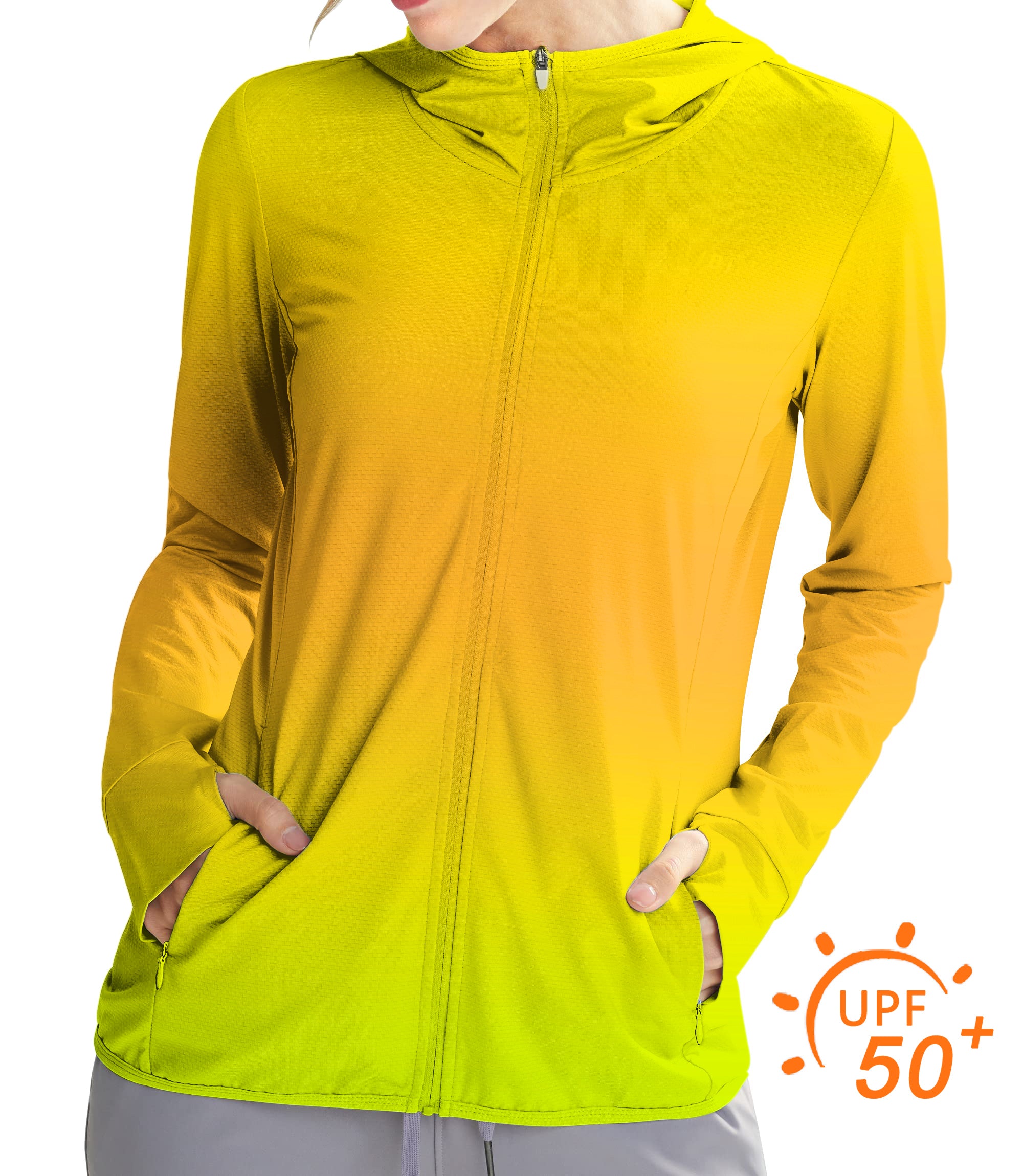 Women's Outdoor Neon Gradients Golf Sun Protection Slim Fit zip hoodies