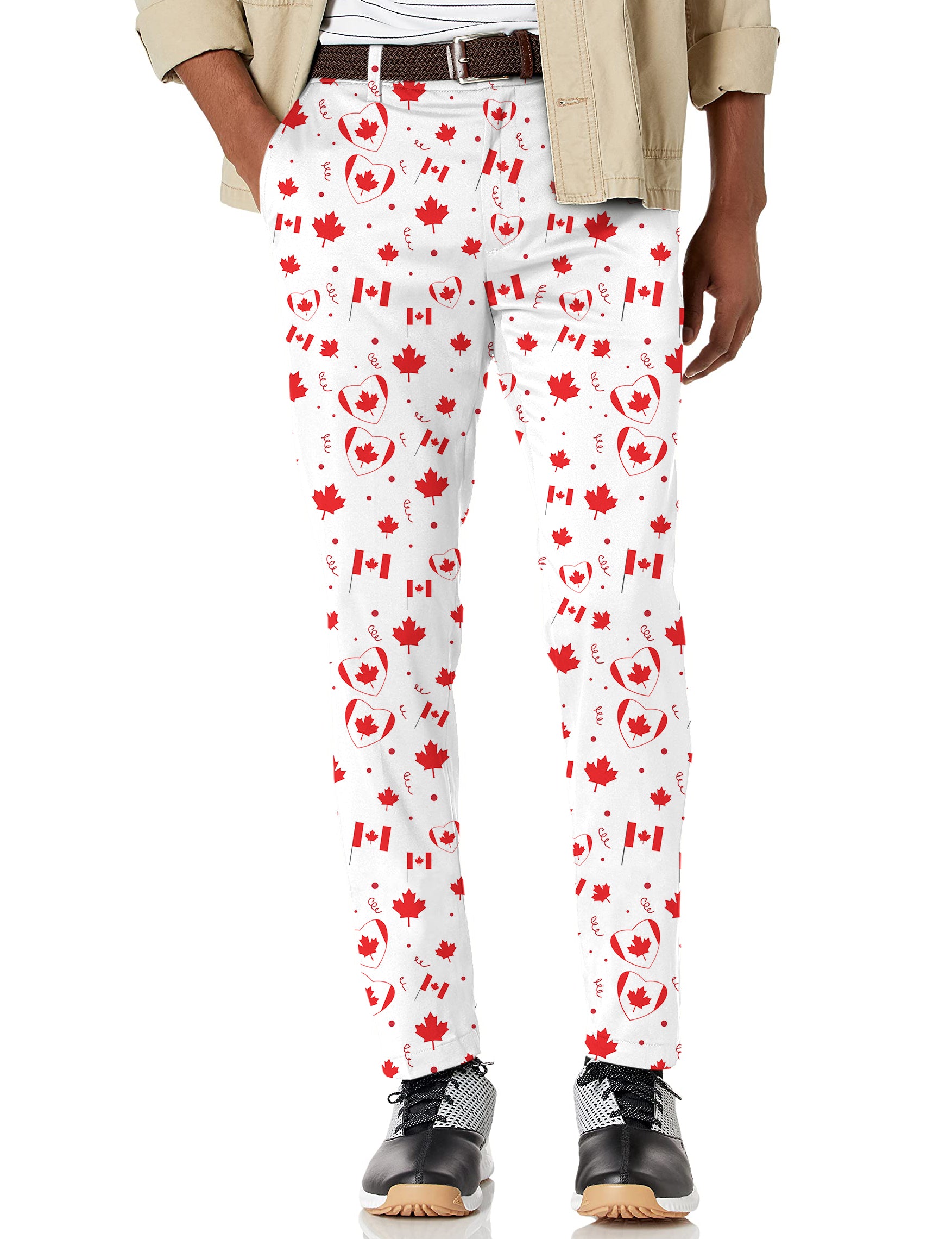 Men's Canadian Patriotic Flag Stretch Golf Pants