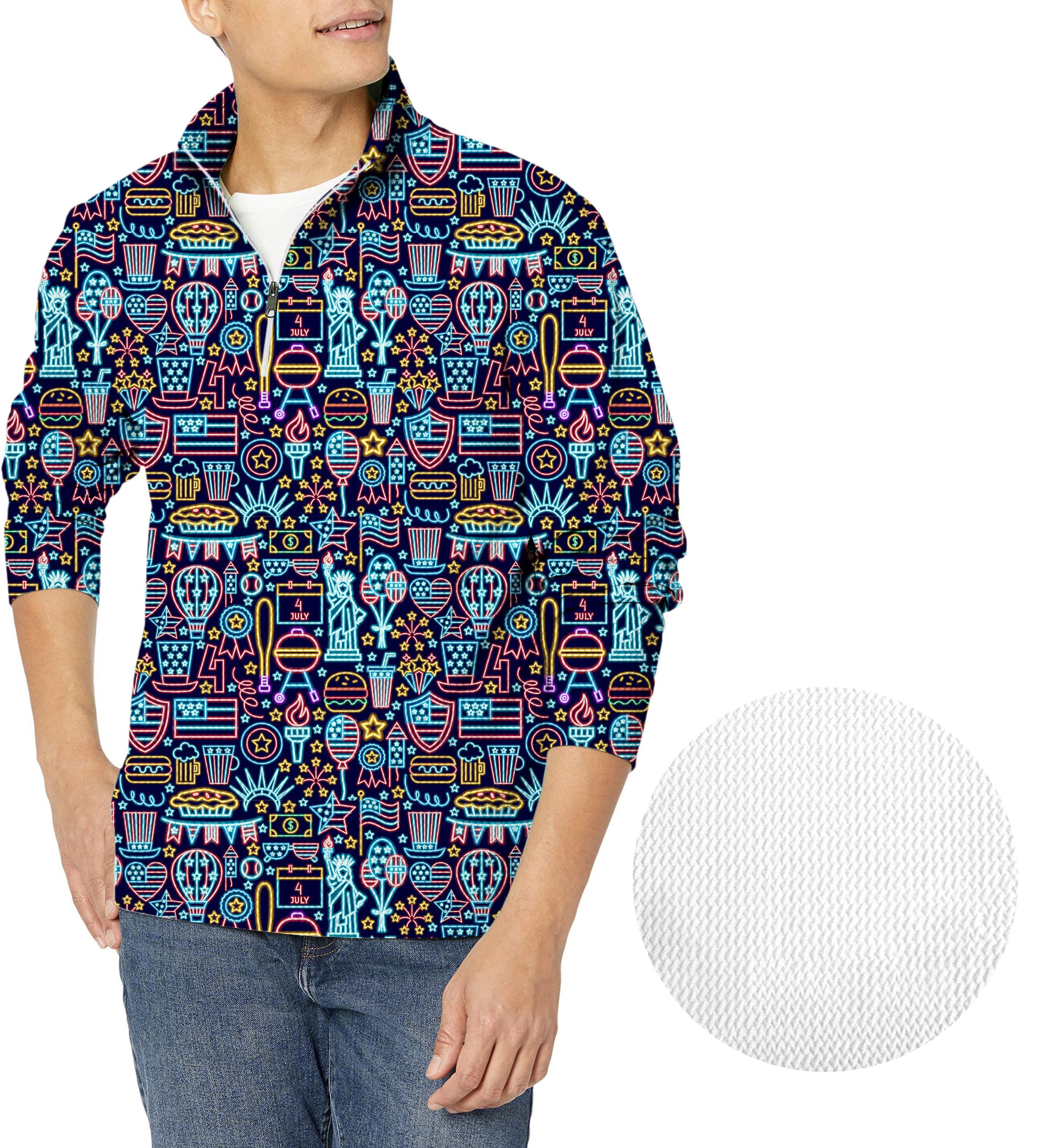 Neon American-Men's Golf Waffle Zipper Pullover