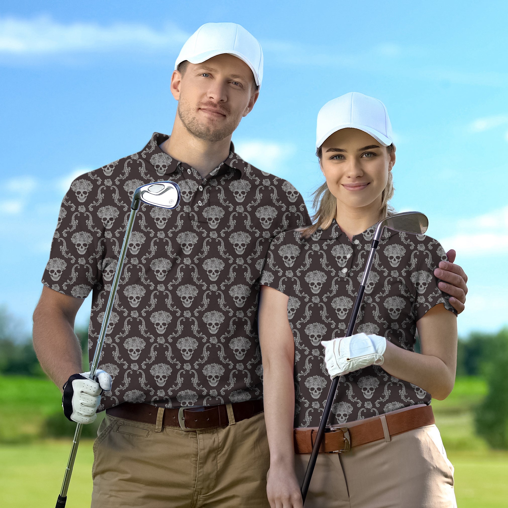 Couple Halloween Classic Skull set Golf Championship Trophy tournament