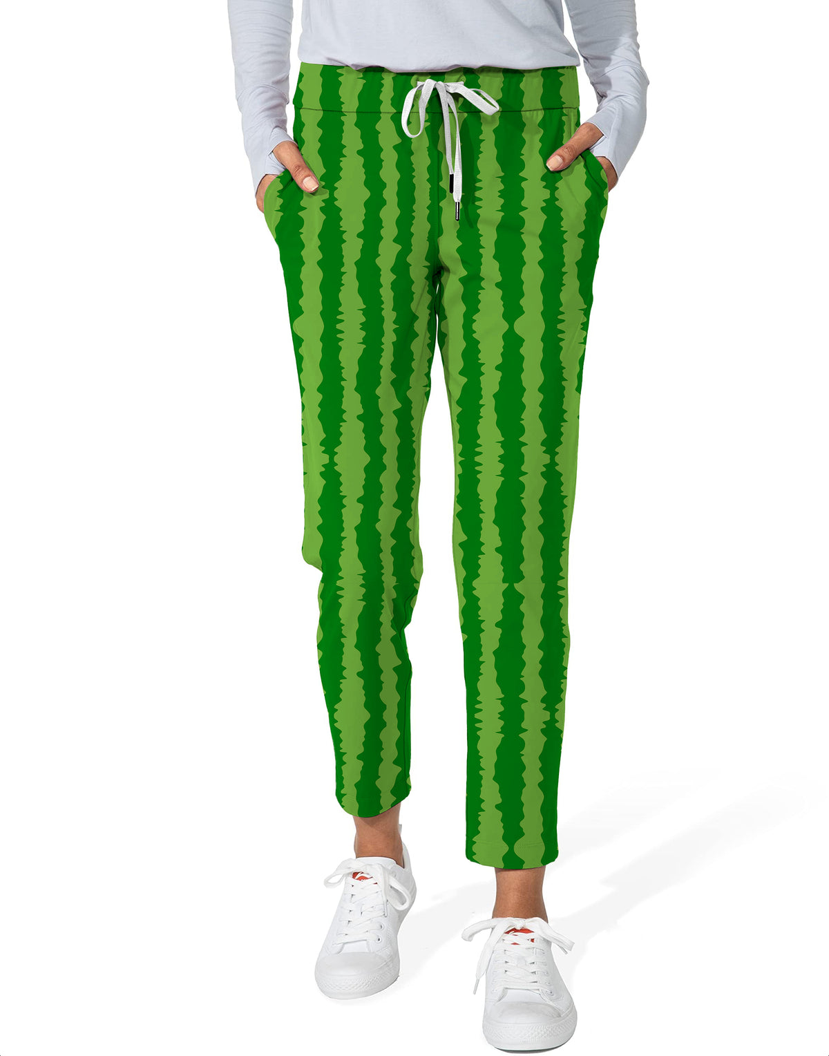 watermelon stripes Women's 7/8 Stretch Ankle Golf Pants