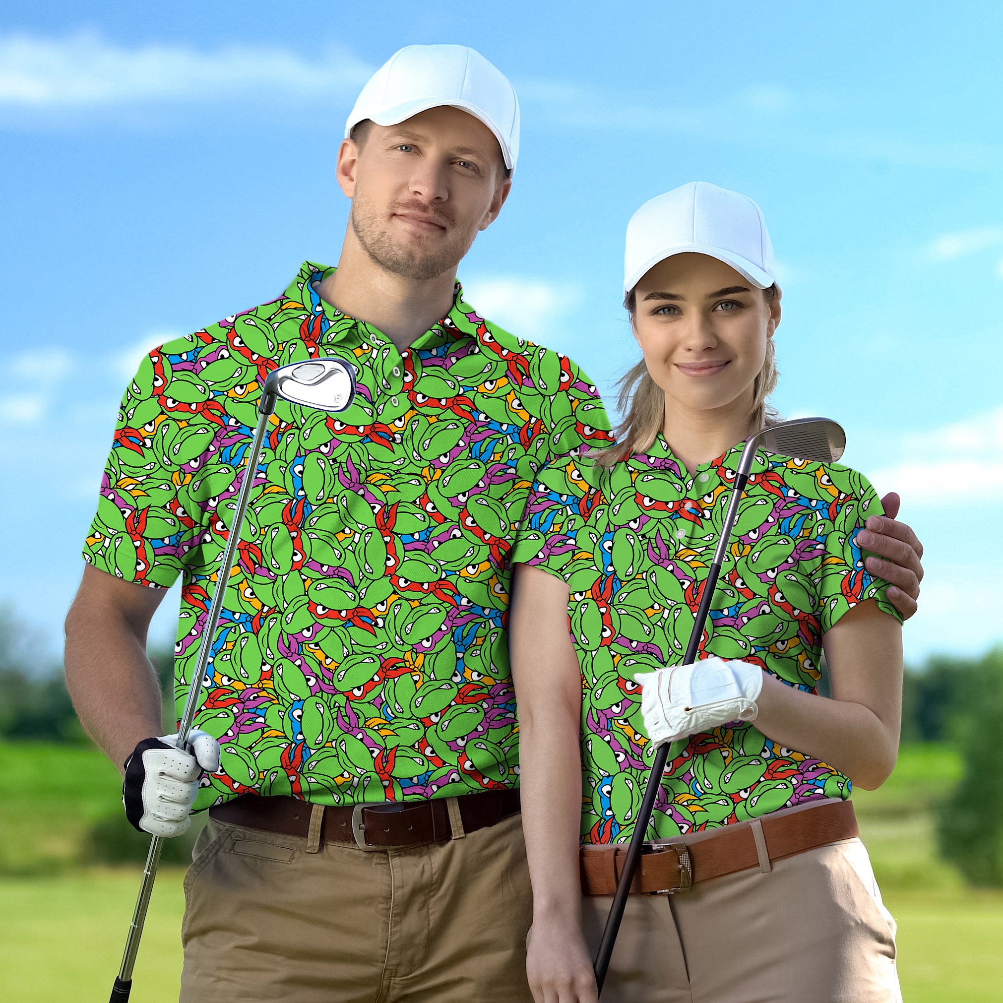 Golf Polo Couple Family set TMNT - Mean Green tournament