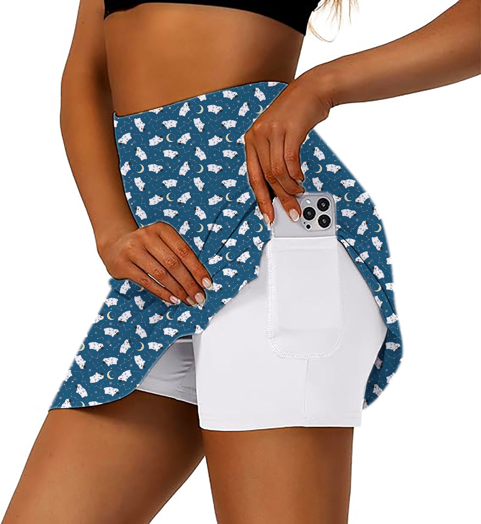 Women's Counting Sheep Golf Skirts Inner Shorts Pocket