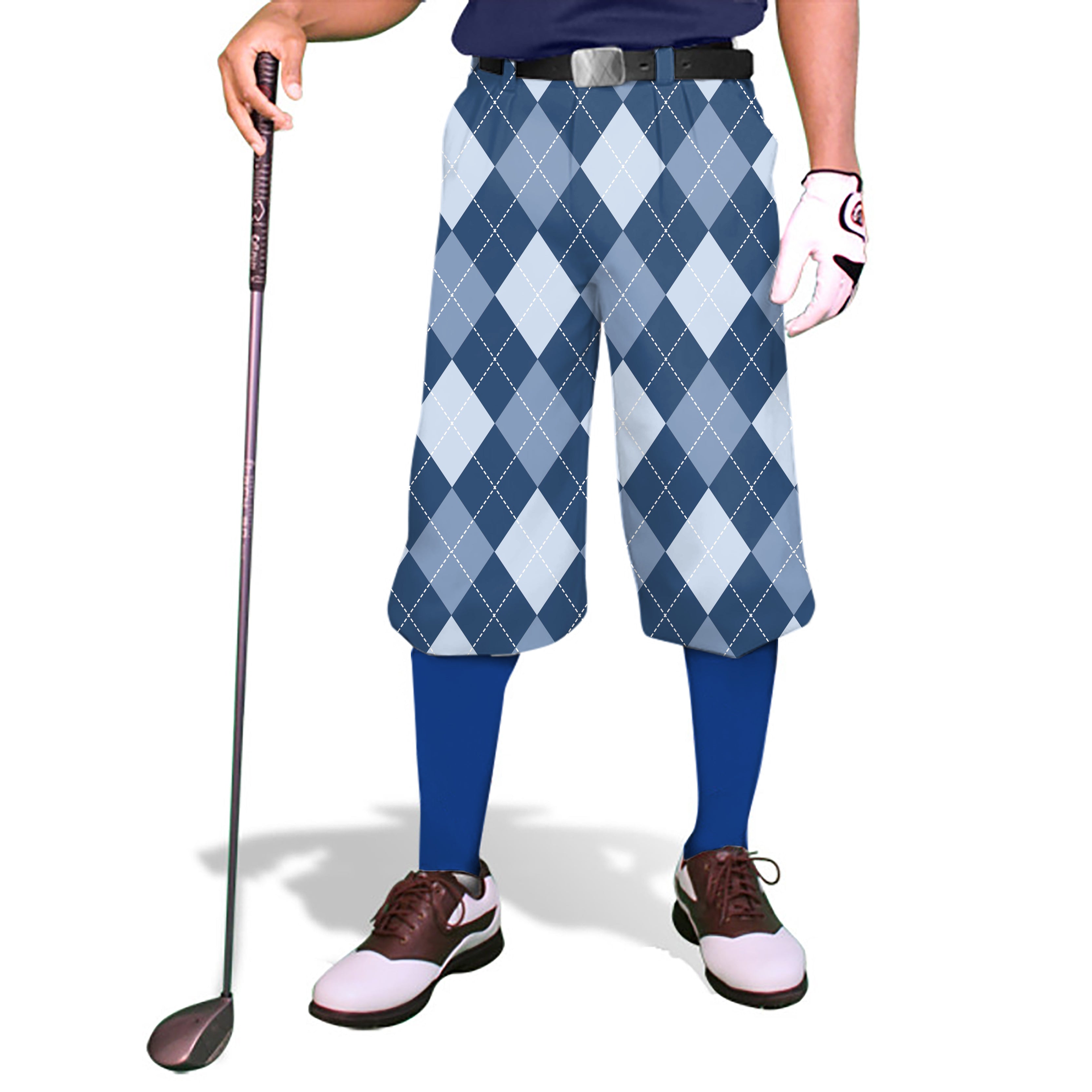 blue Argyle-Men's Golf Knickers Pants