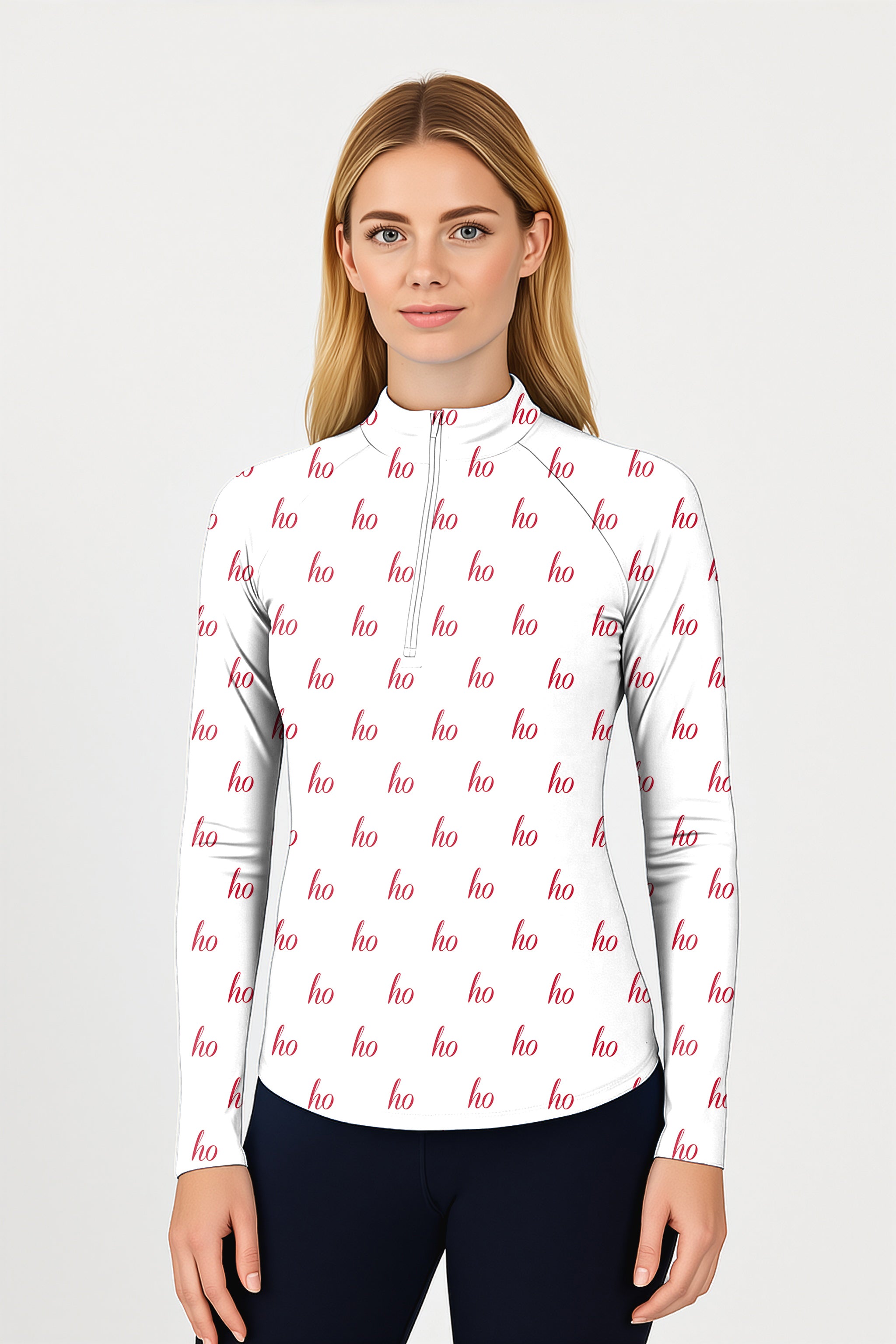 White Custom Name Christmas Women's Golf Active 3/4 Zip Top