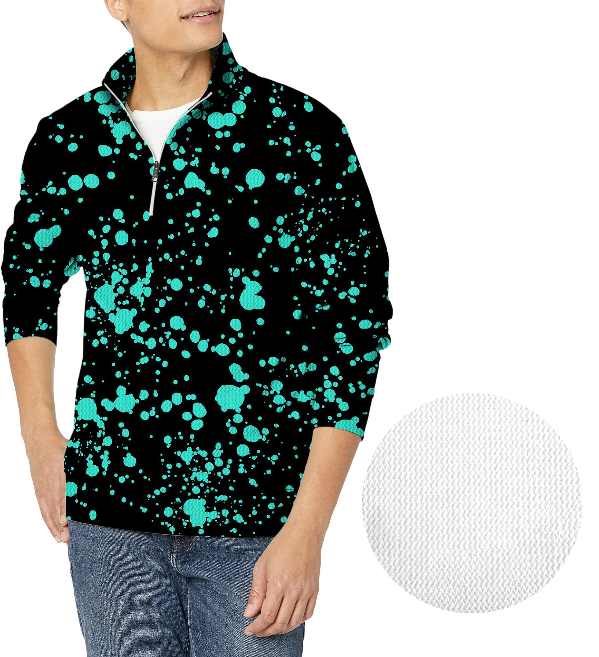 Lake Blue spot-Men's Golf Waffle Zipper Pullover