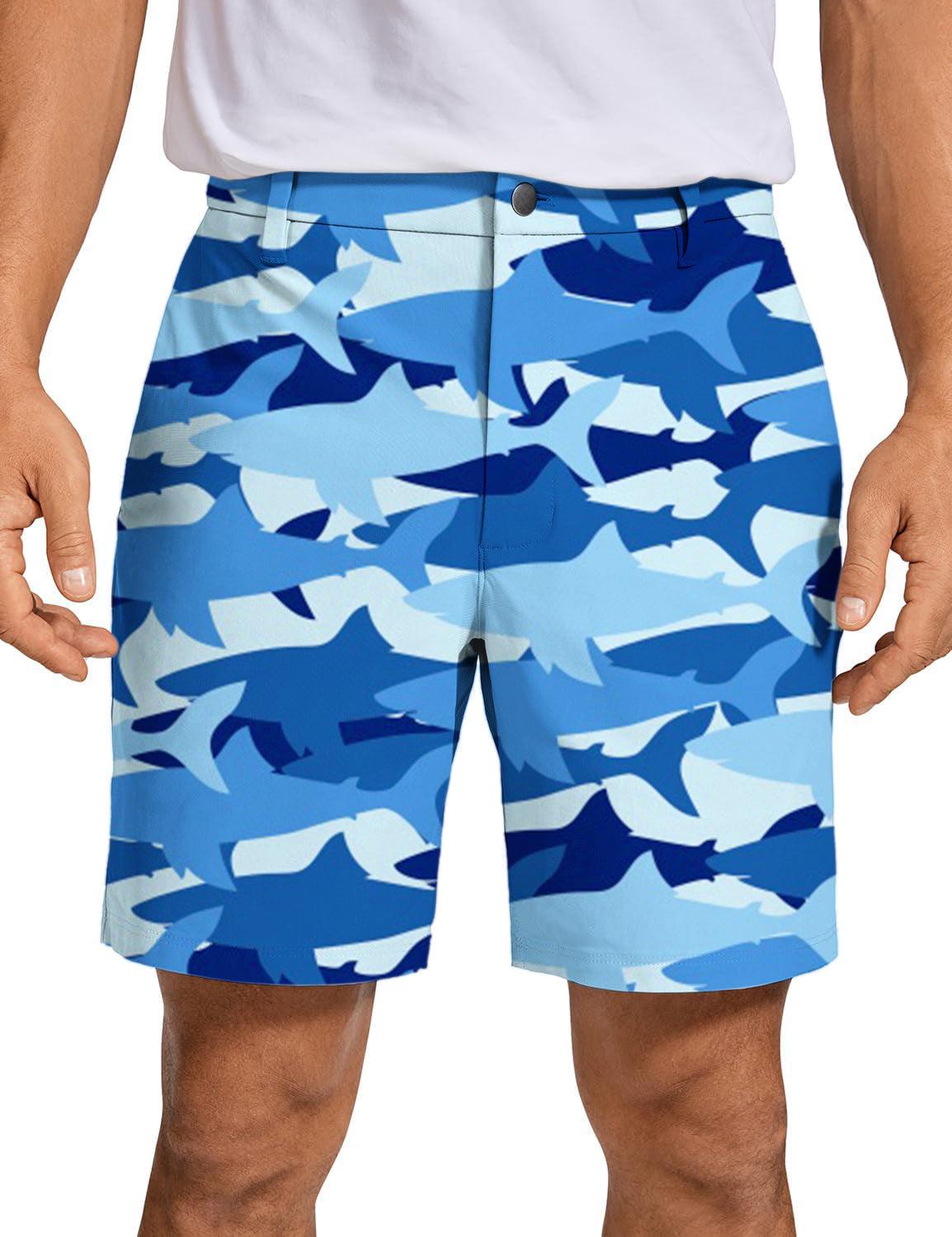 Men Shark Camo Golf Shorts