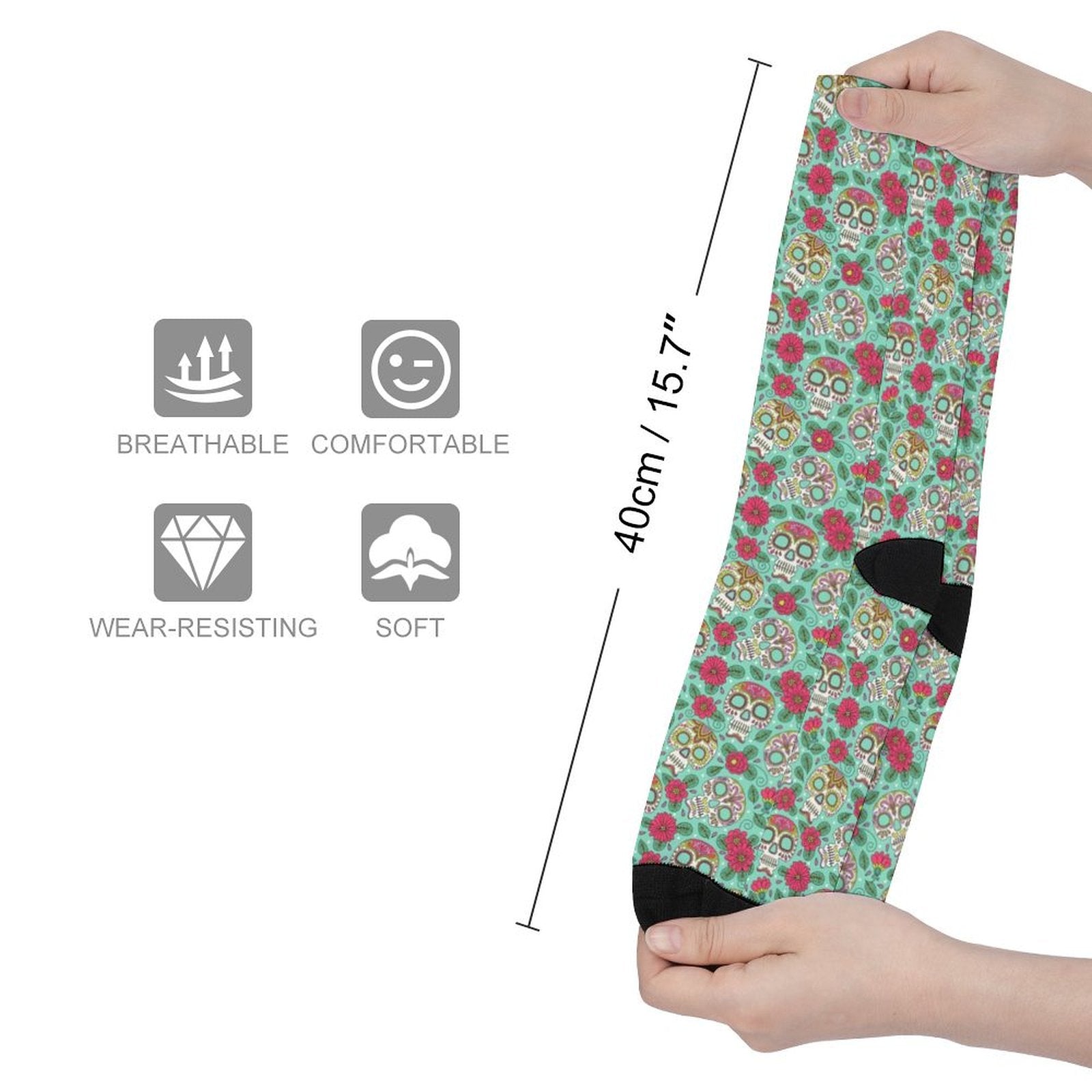 Skull and Rose Prined socks Gifts for Men Women