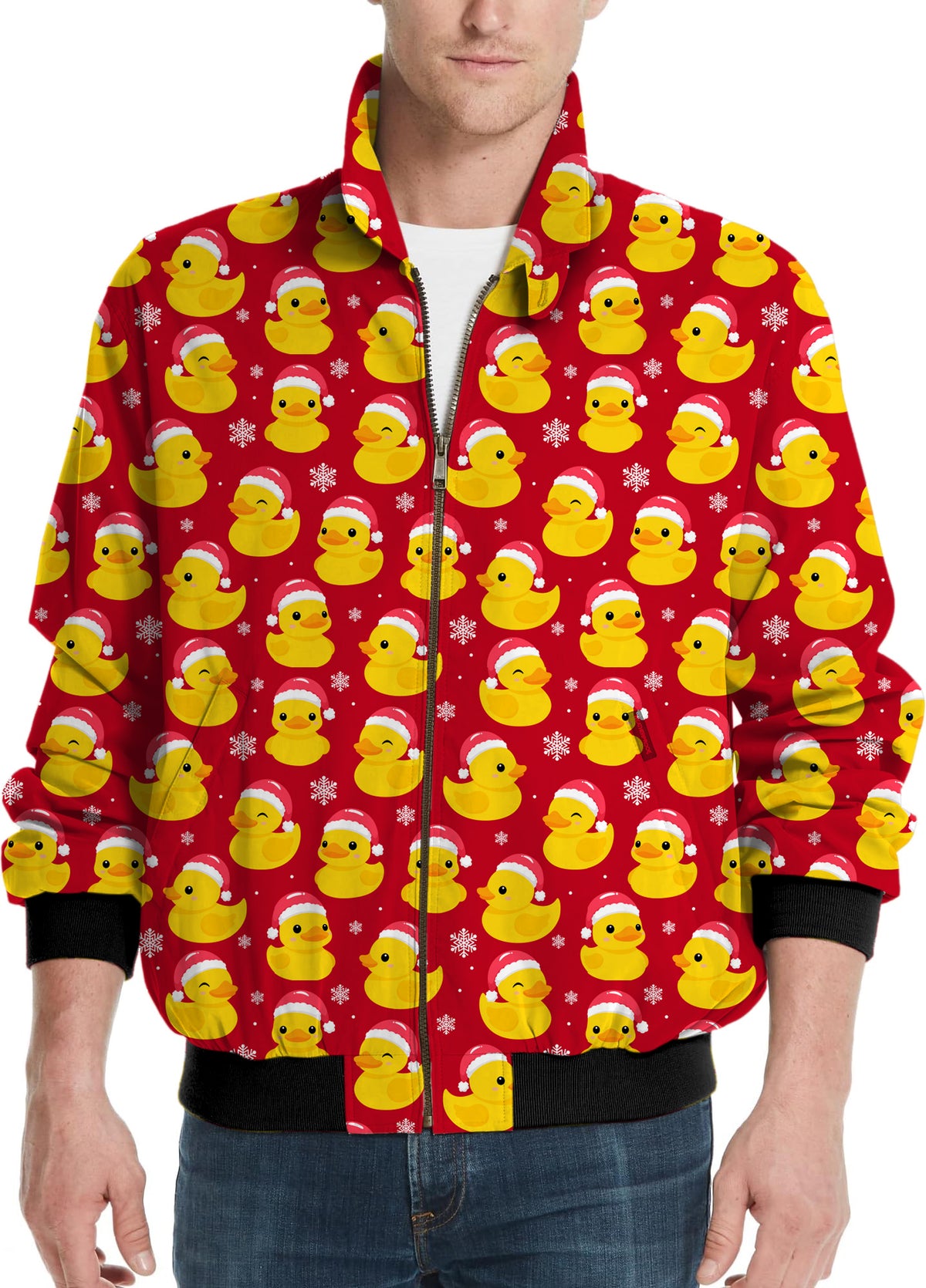Christmas Yellow Duck Men's Golf Windbreaker Light Jacket