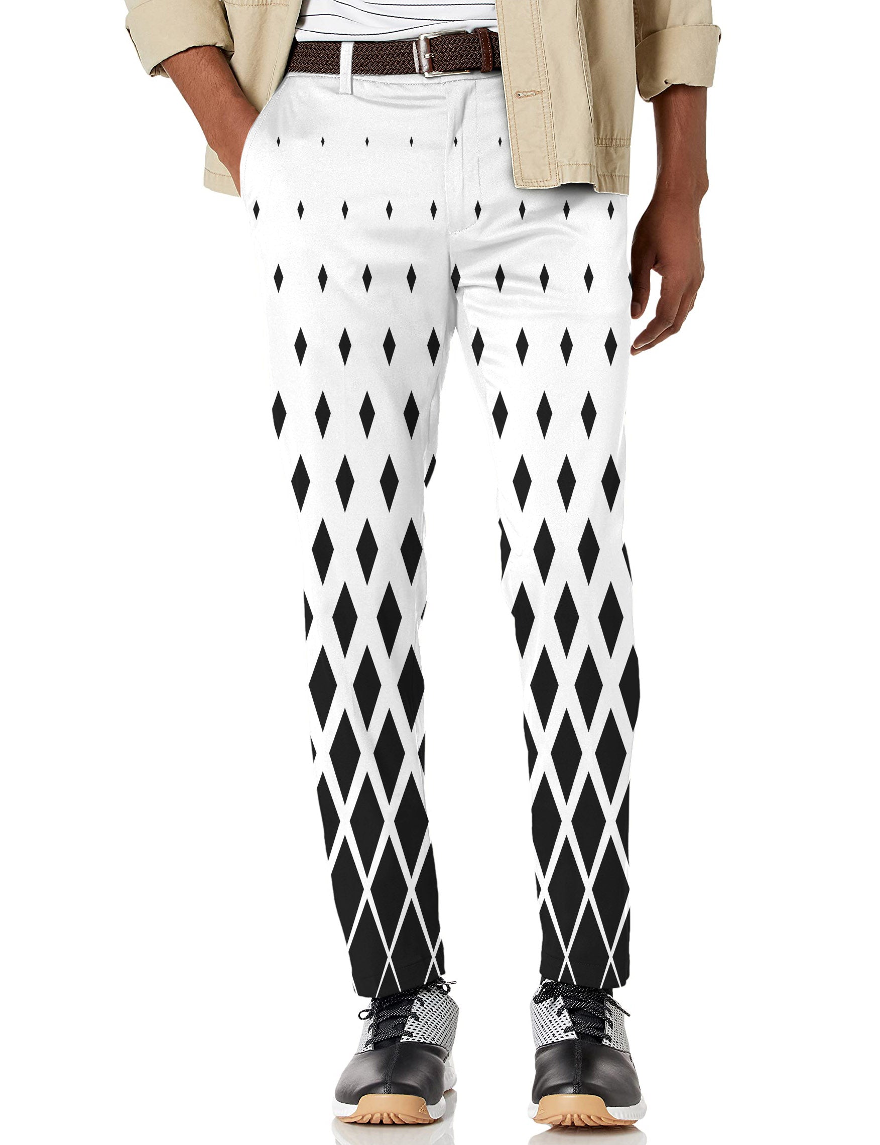 Men's White Black Gradient Stretch Golf pants trousers