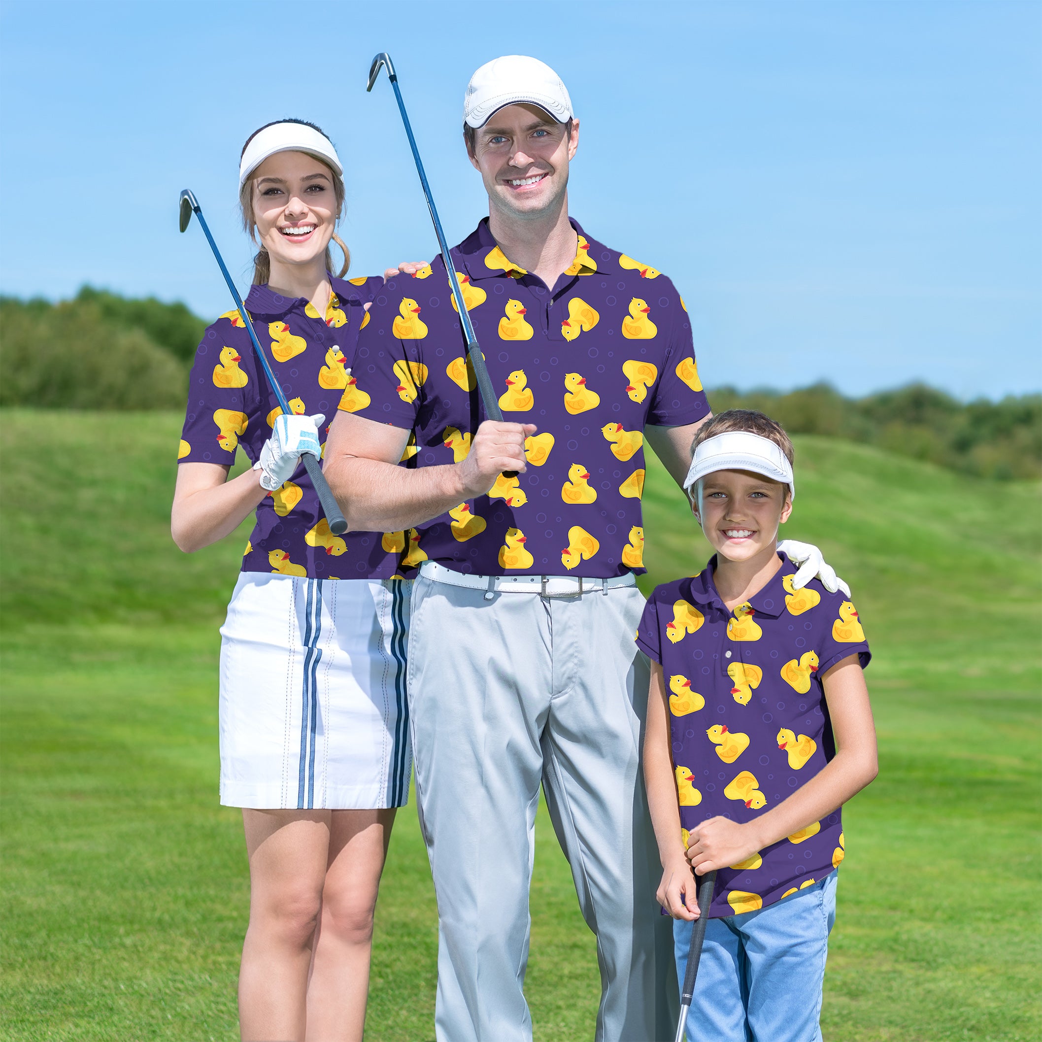 Yellow duck Golf Polo Men Women youth family set