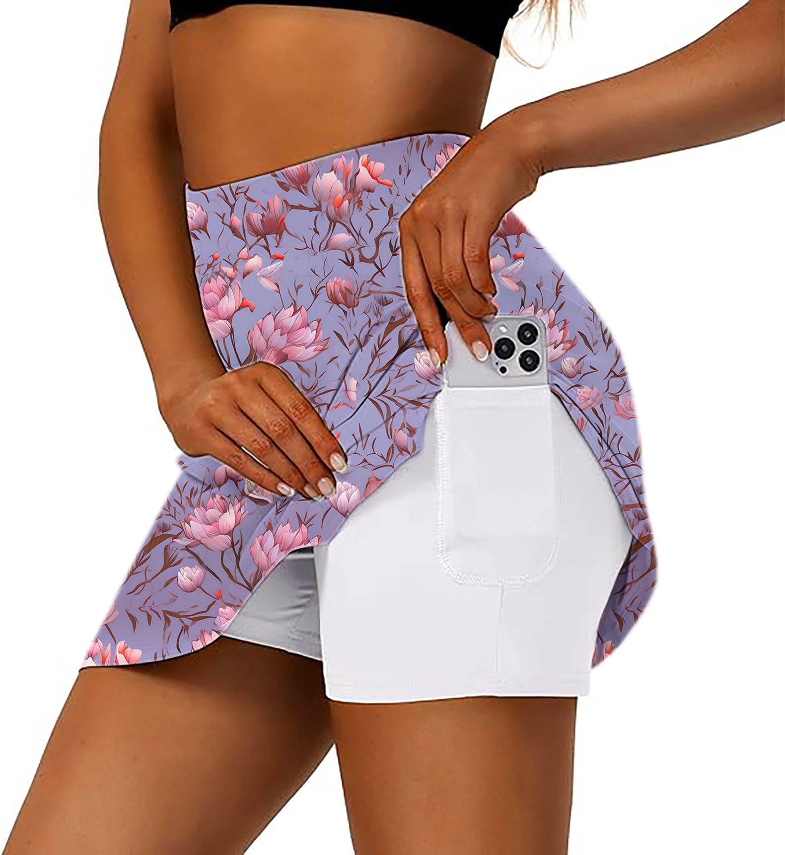 Women's Cherry blossoms Golf Skirts Inner Shorts Pocket