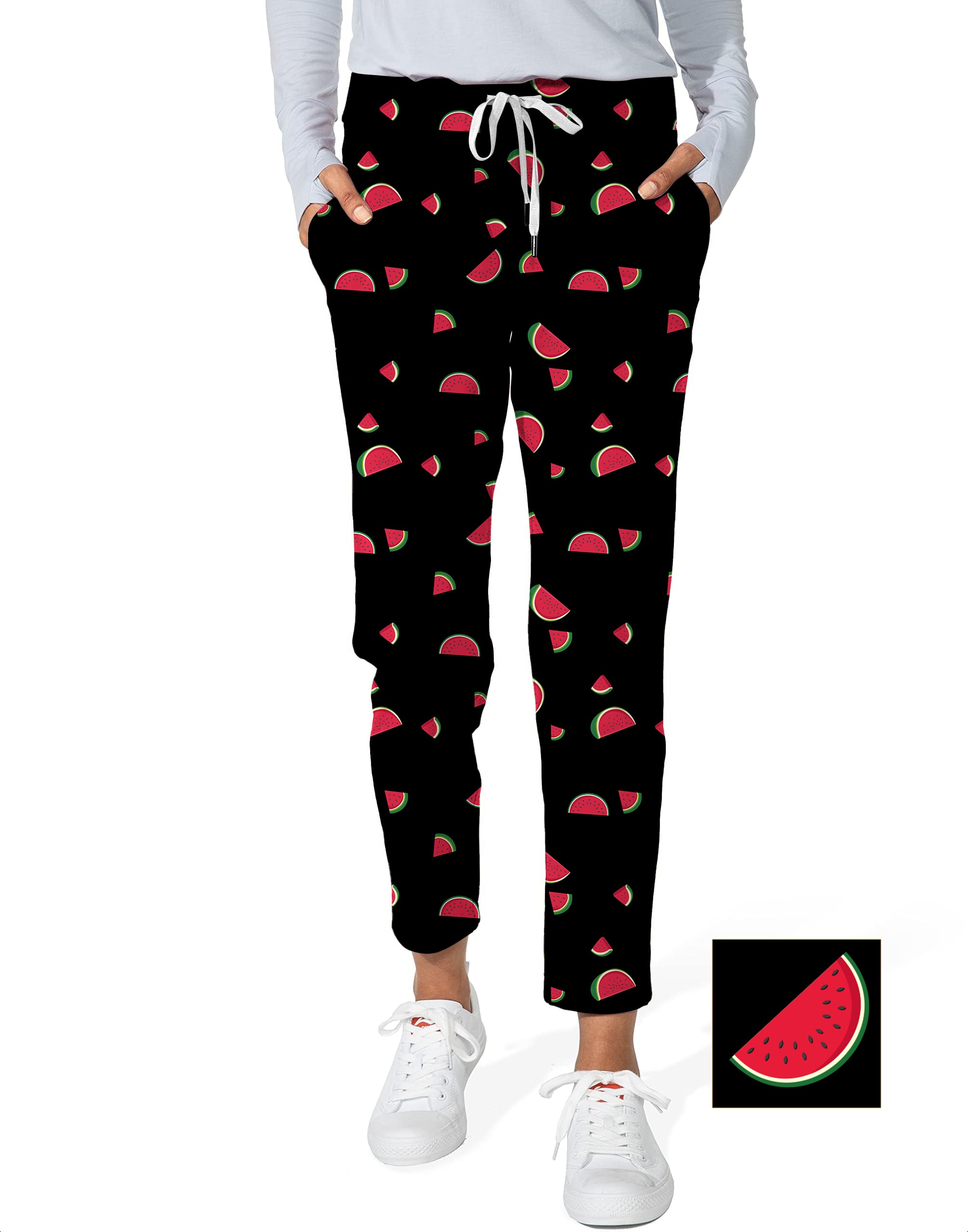 Watermelon Custom The Background Color Women's 7/8 Stretch Ankle Golf Pants