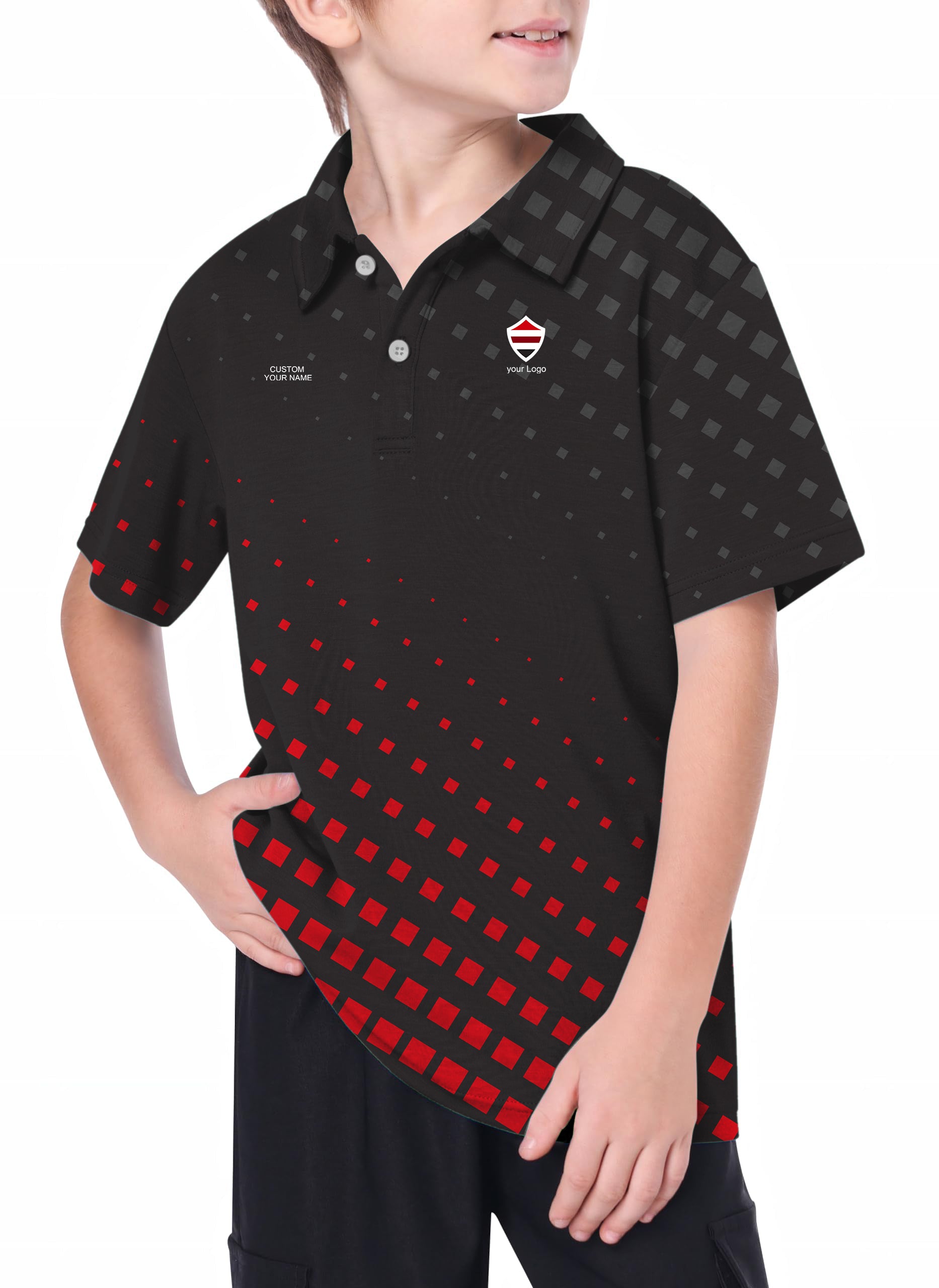 Youth black red sport Team Golf Polo